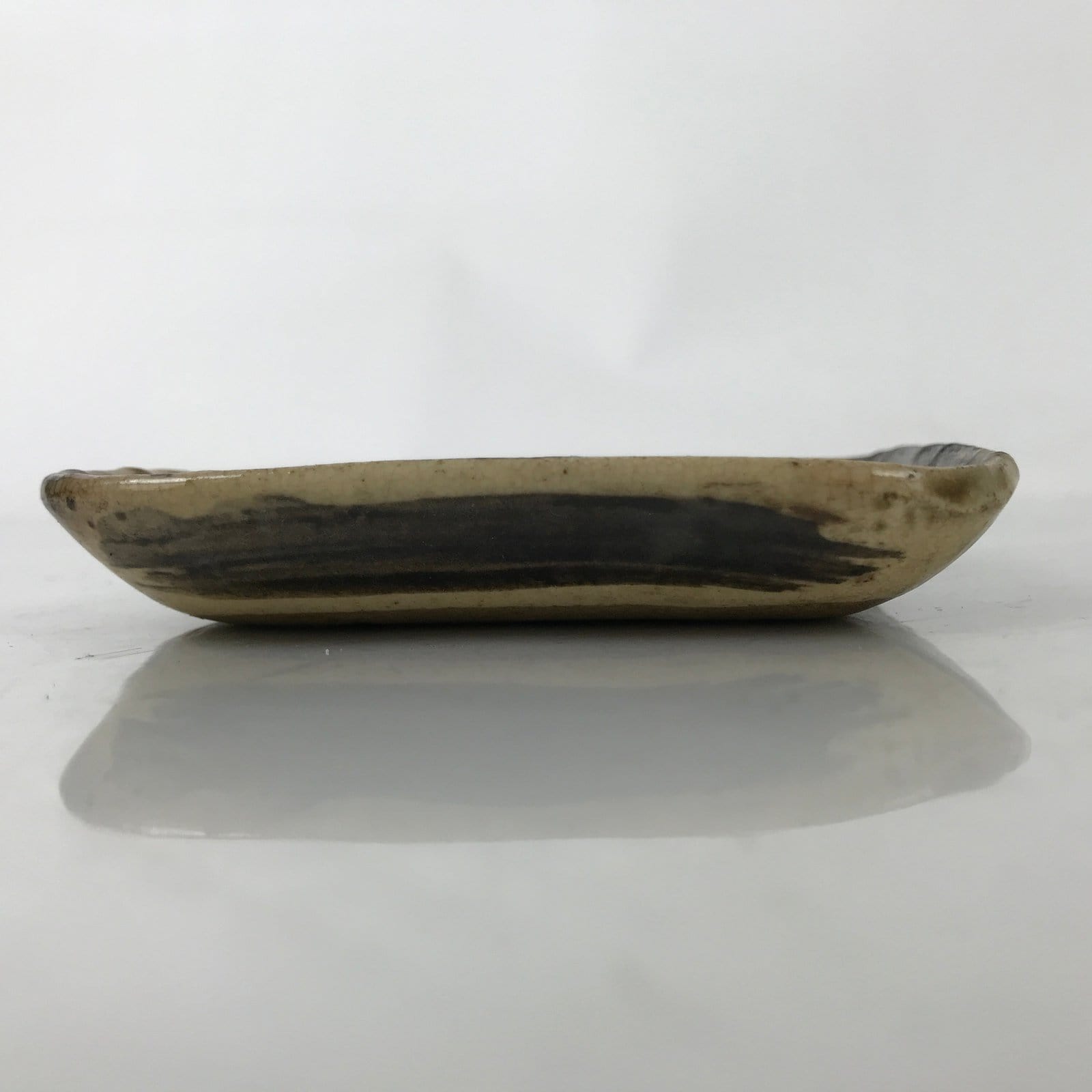 Japanese Ceramic Small Plate Kozara Vtg Sara Square Pottery Black Brown Y238