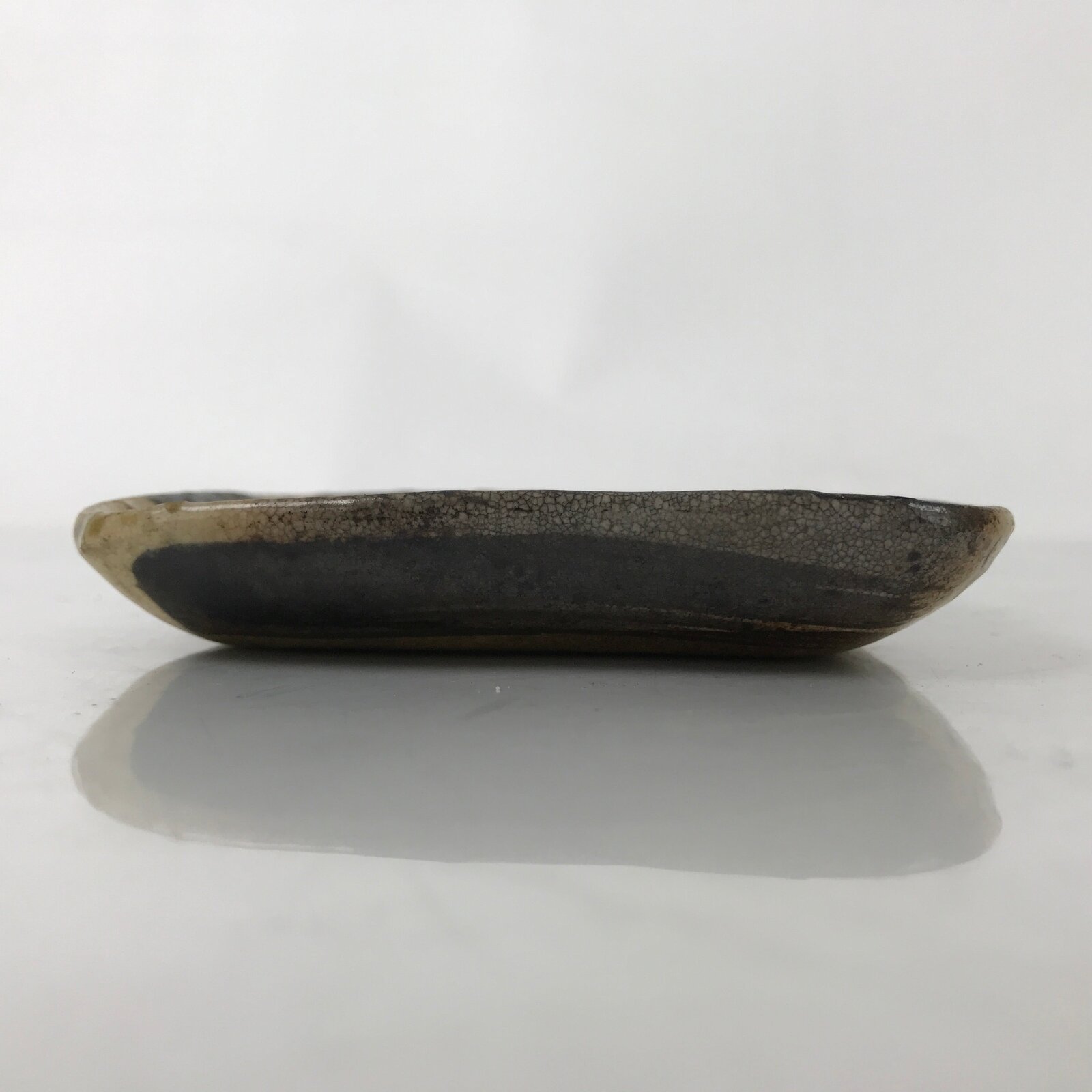 Japanese Ceramic Small Plate Kozara Vtg Sara Square Pottery Black Brown Y238