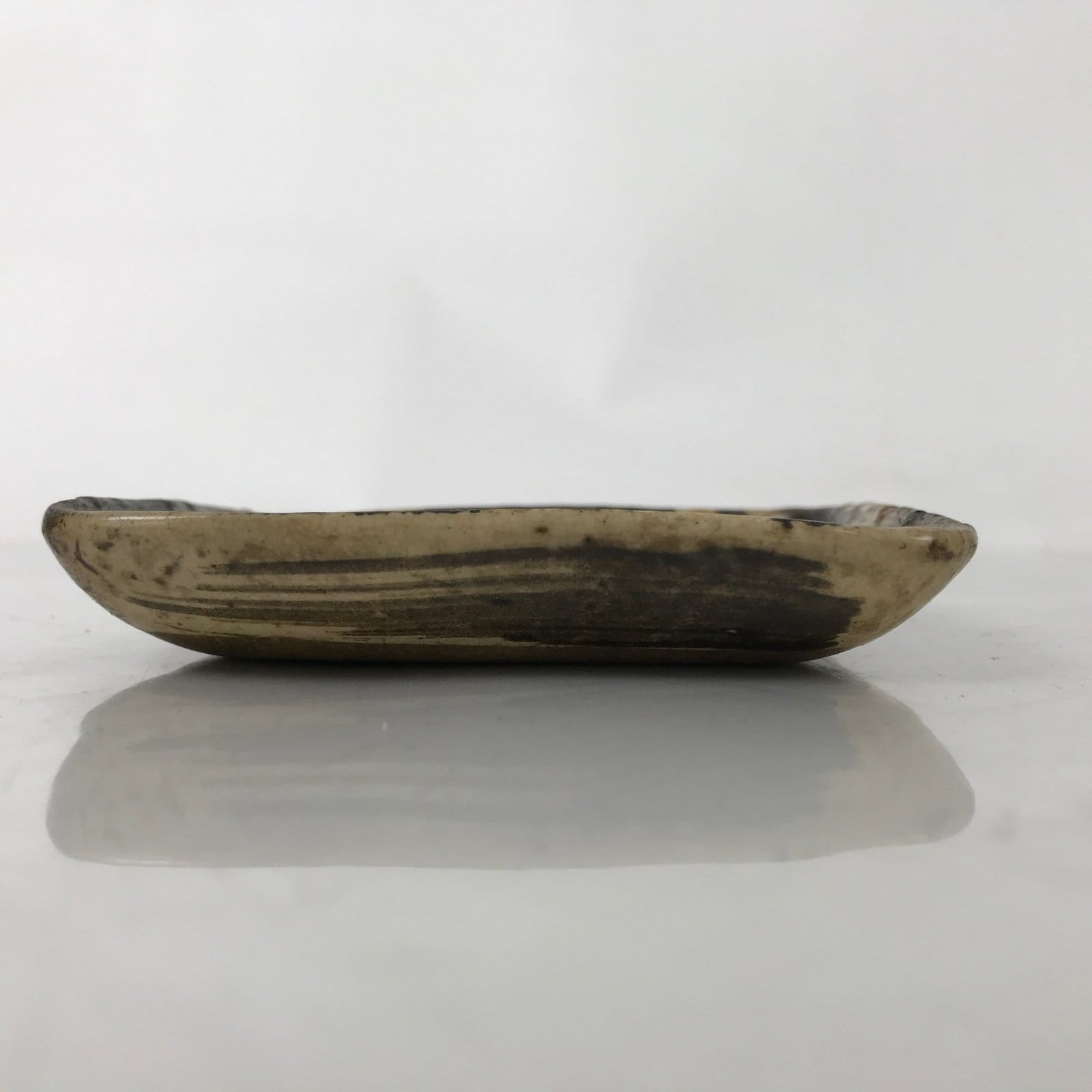 Japanese Ceramic Small Plate Kozara Vtg Sara Square Pottery Black Brown Y238