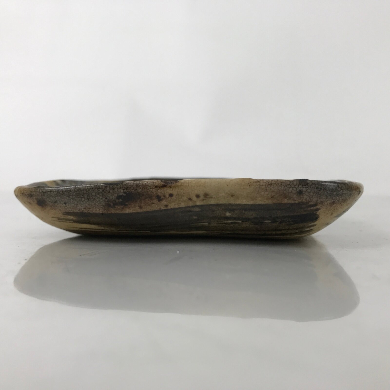 Japanese Ceramic Small Plate Kozara Vtg Sara Square Pottery Black Brown Y238