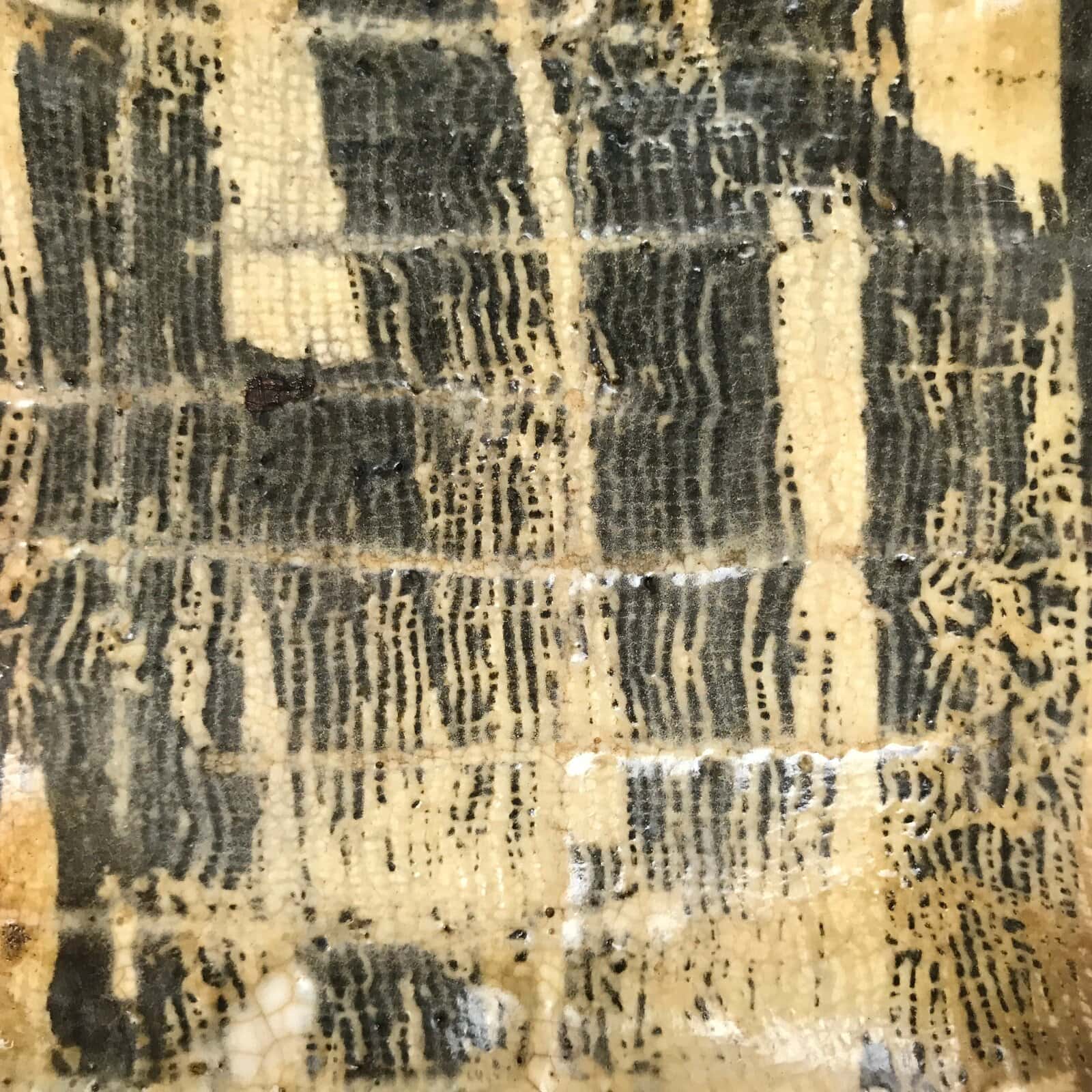 Japanese Ceramic Small Plate Kozara Vtg Sara Square Pottery Black Brown Y238