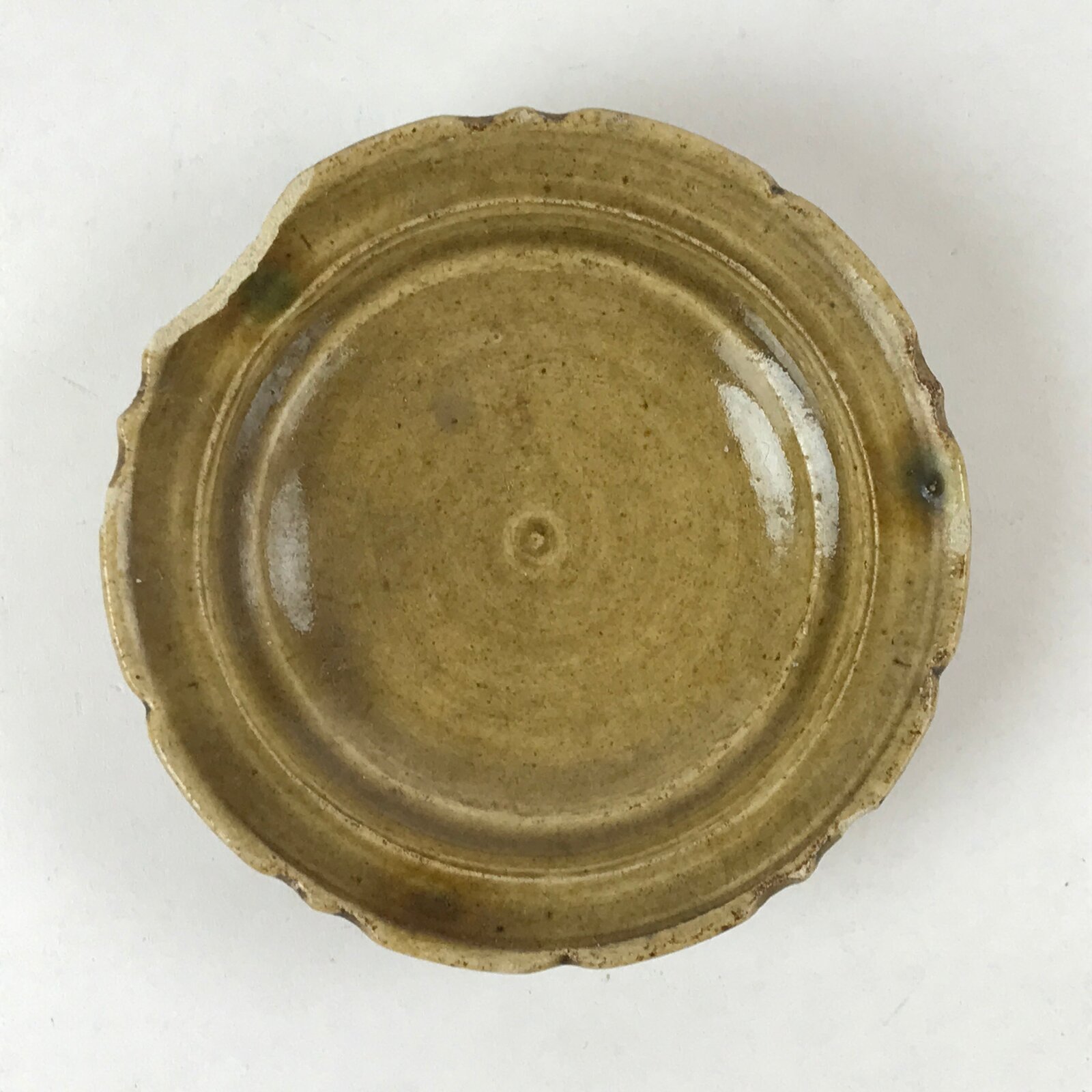 Japanese Ceramic Small Plate Mamezara Vtg Round Kozara Brown Yakimono PY542