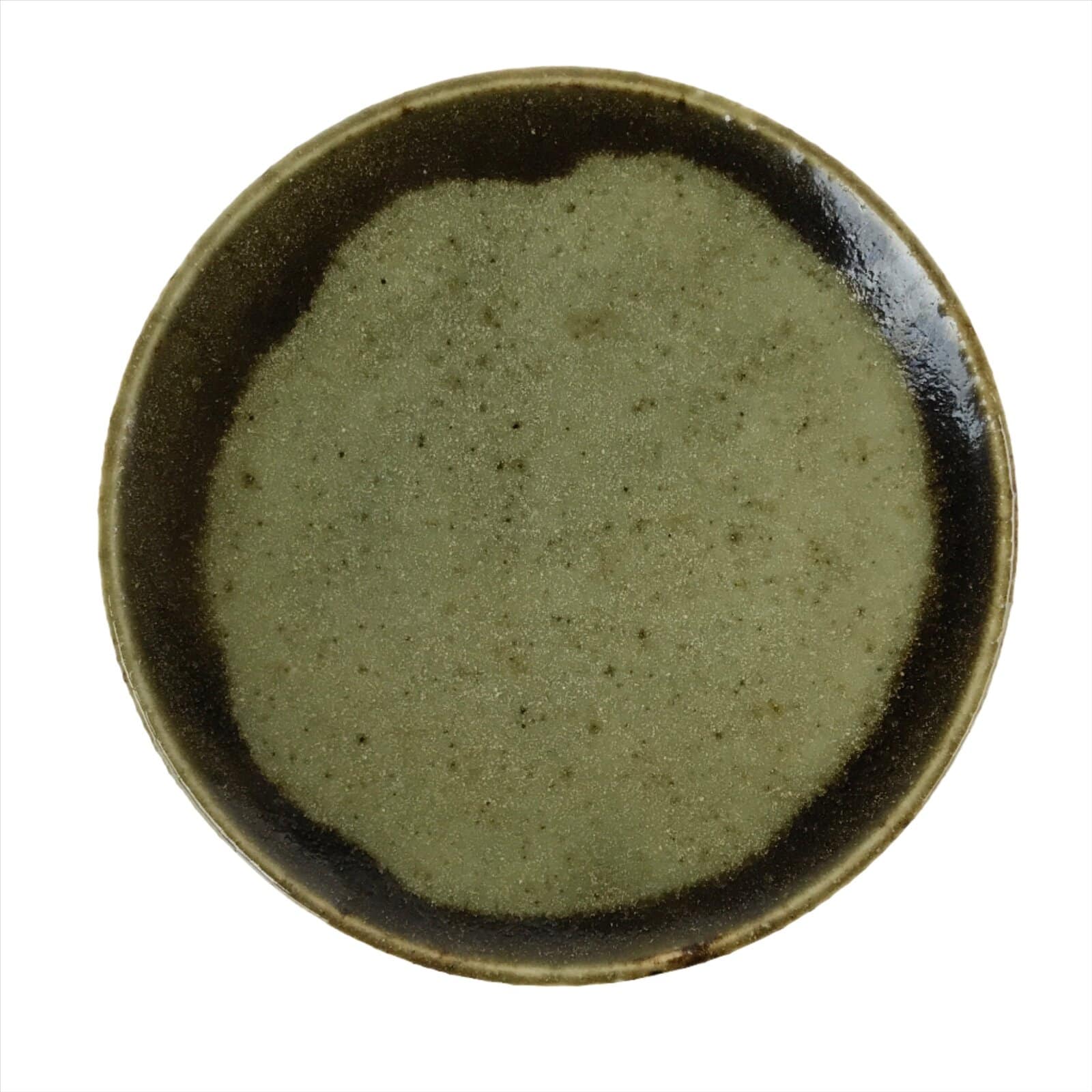 Japanese Ceramic Small Plate Mamezara Vtg Simple Green Brown Pottery PY872