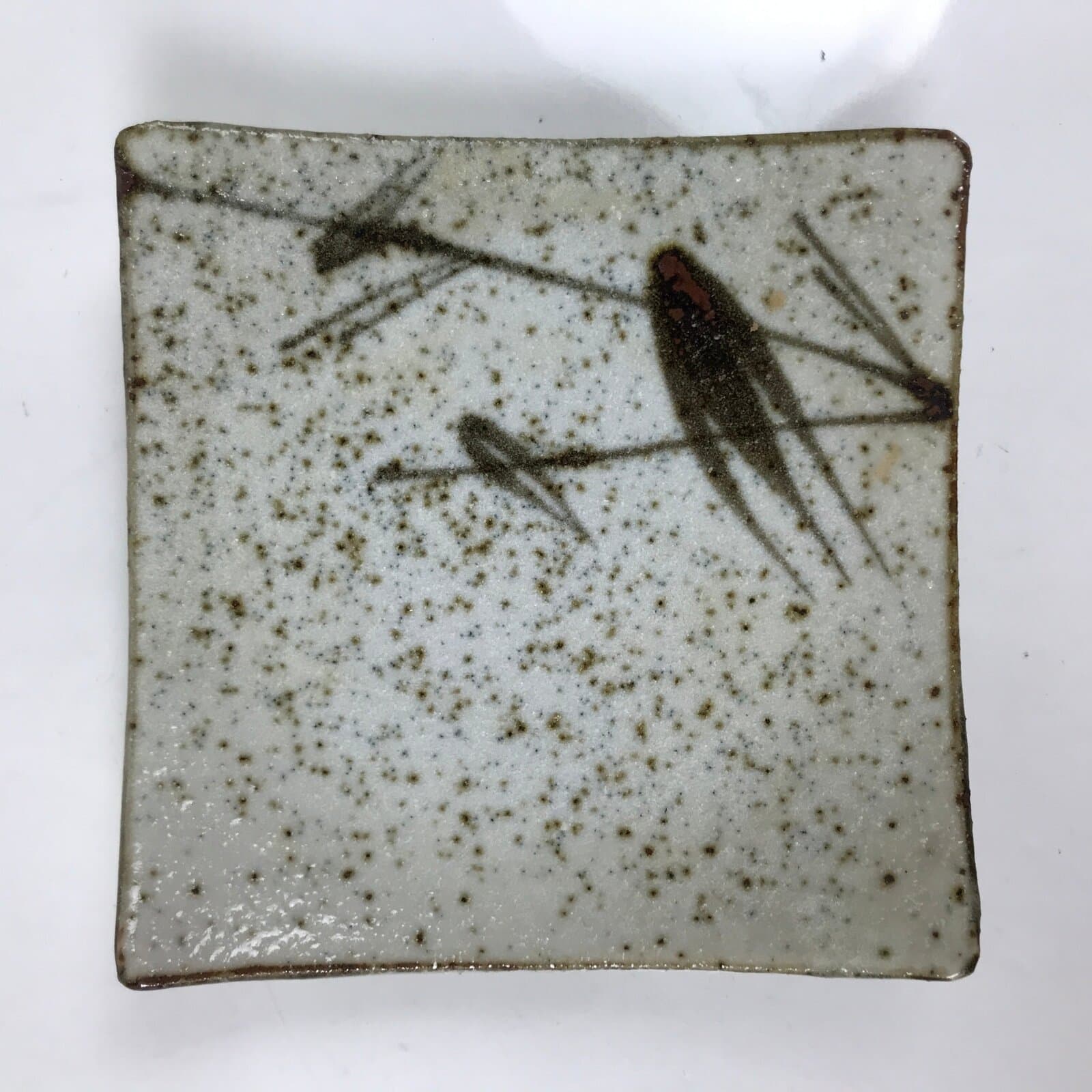 Japanese Ceramic Small Serving Plate Meimeizara Square Brown White Bamboo Y211