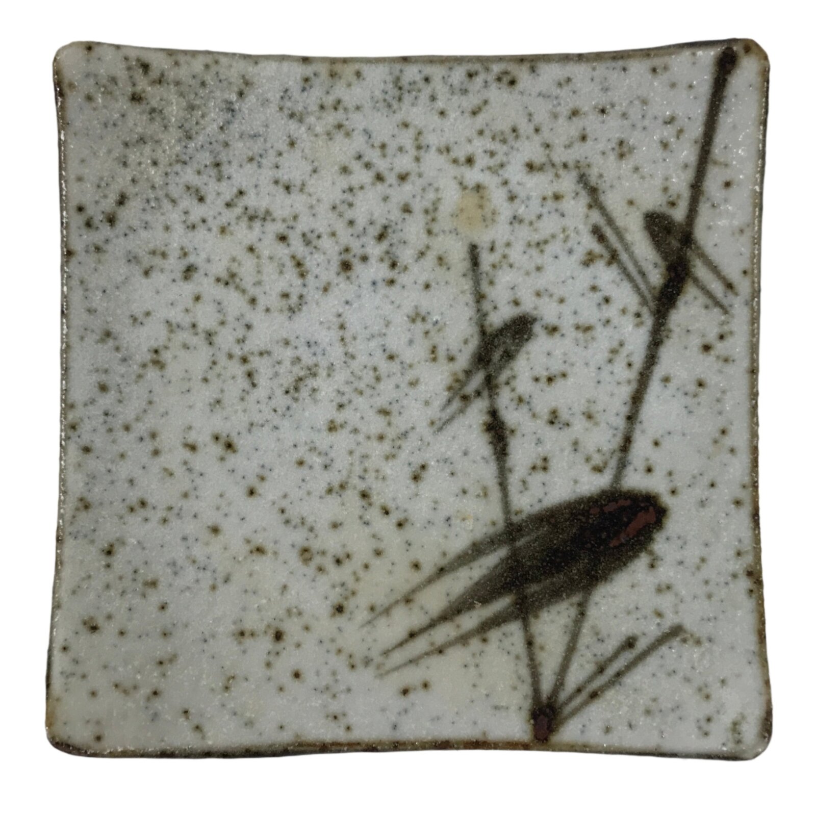 Japanese Ceramic Small Serving Plate Meimeizara Square Brown White Bamboo Y214