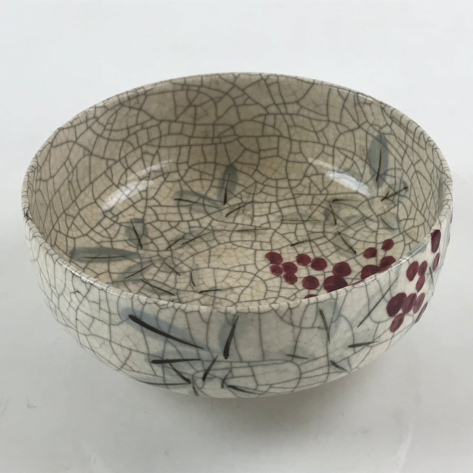 Japanese Ceramic Snack Bowl Kashiki Vtg Pottery Round Cracked Glaze White PY440