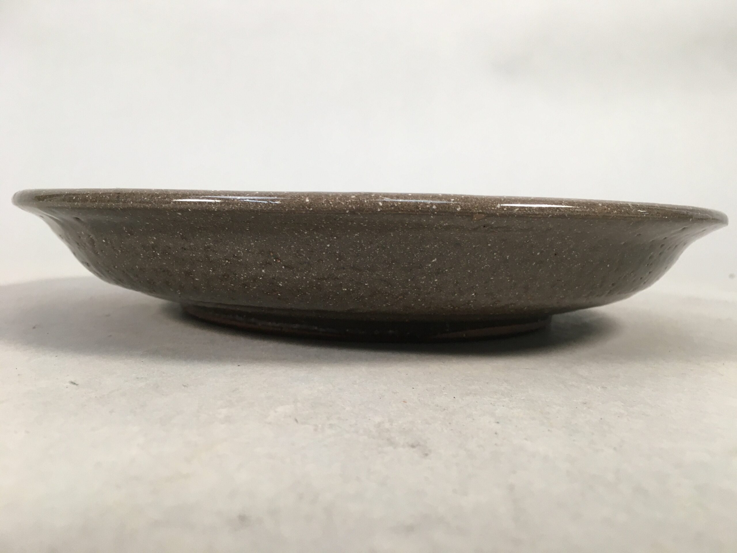 Japanese Ceramic Snack Bowl Kashiki Vtg Pottery Round Gray Kanji Fortune PP386