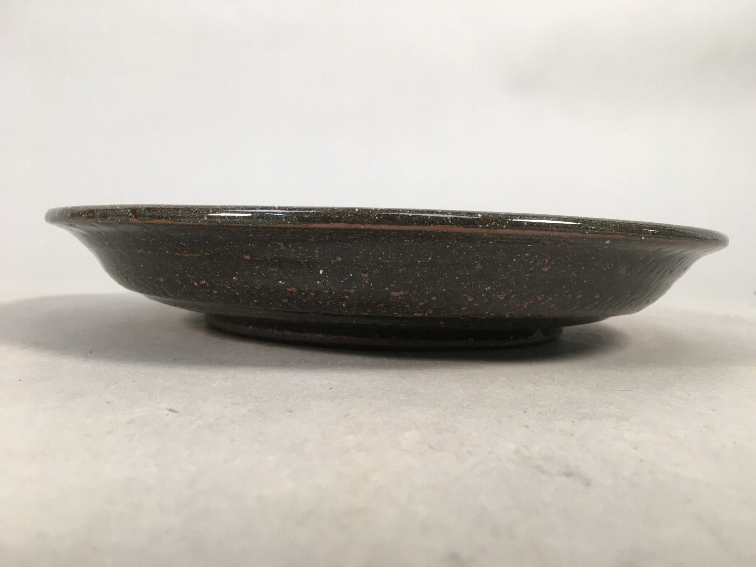 Japanese Ceramic Snack Bowl Kashiki Vtg Pottery Round Gray Kanji Fortune PP386