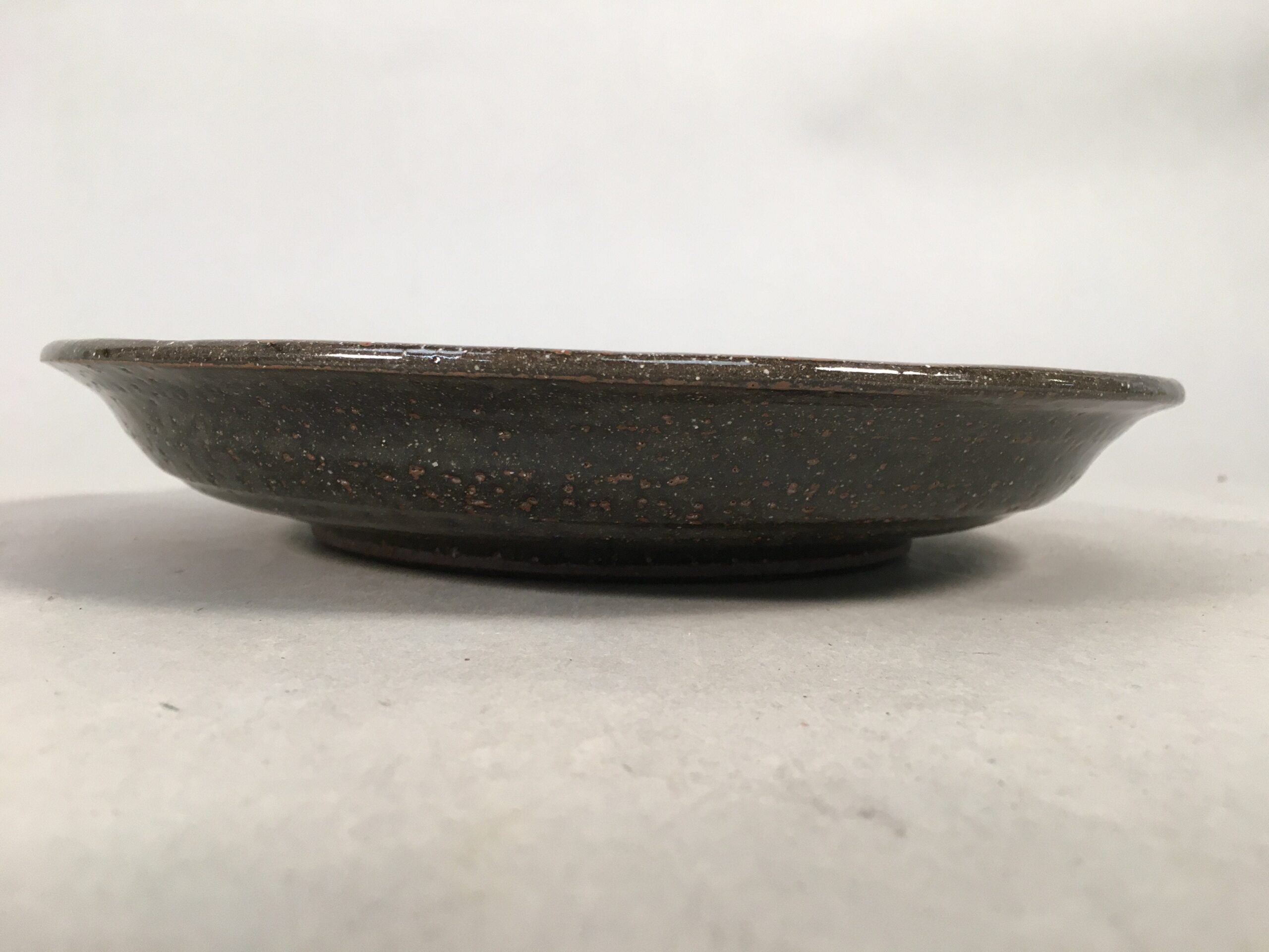 Japanese Ceramic Snack Bowl Kashiki Vtg Pottery Round Gray Kanji Fortune PP386