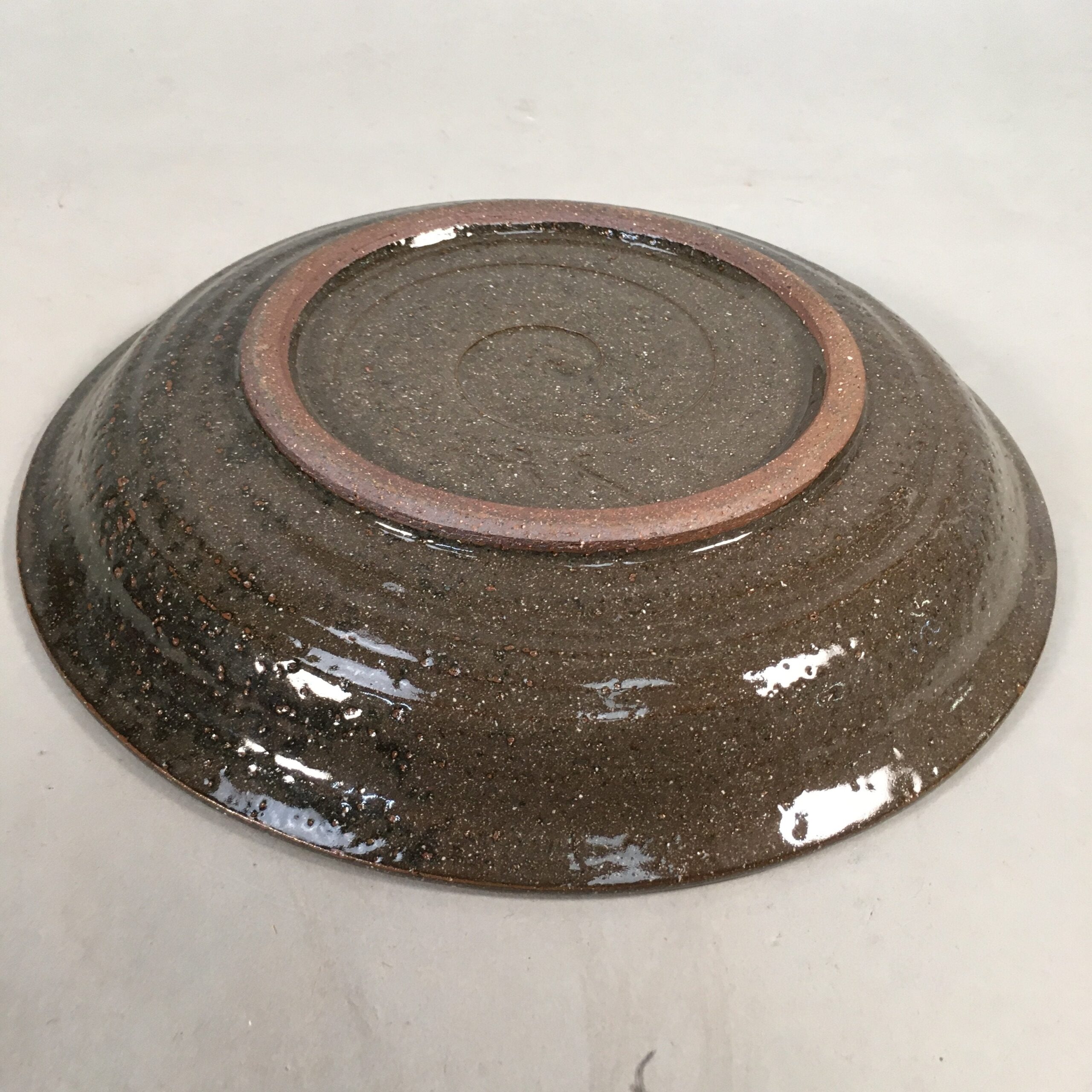 Japanese Ceramic Snack Bowl Kashiki Vtg Pottery Round Gray Kanji Fortune PP386