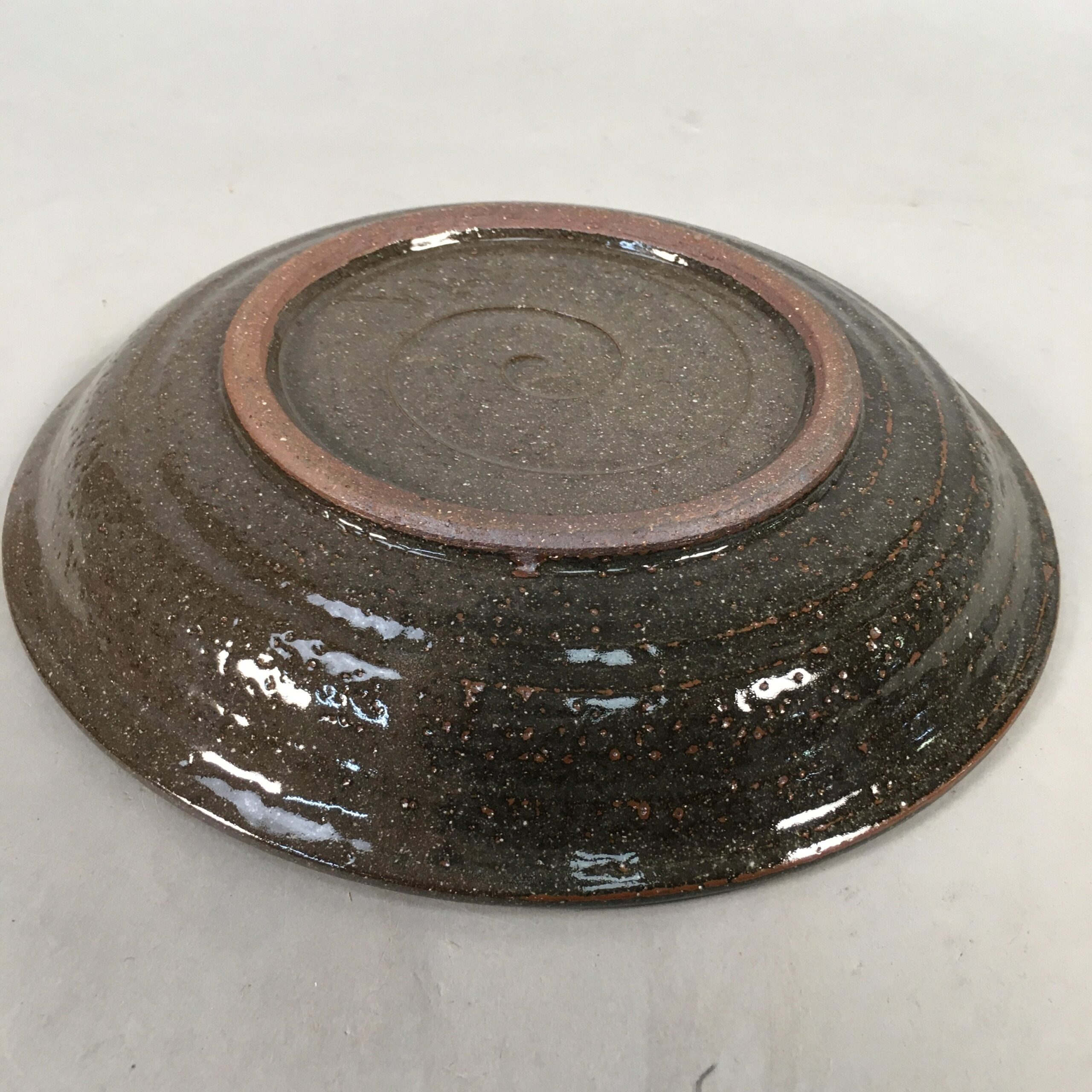 Japanese Ceramic Snack Bowl Kashiki Vtg Pottery Round Gray Kanji Fortune PP386