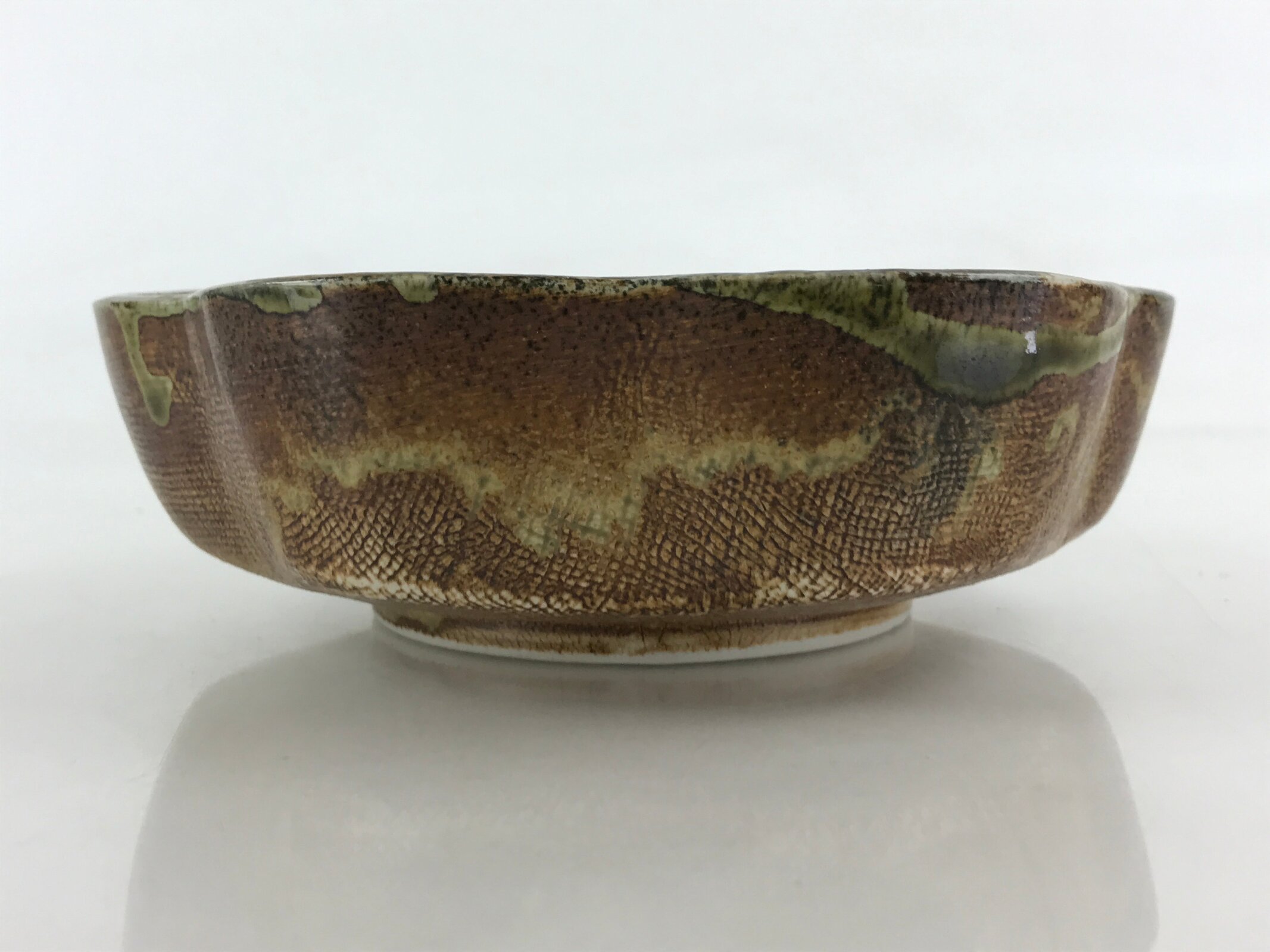 Japanese Ceramic Snack Bowl Kashiki Vtg Pottery Yakimono Cherry Blossom Brown PY