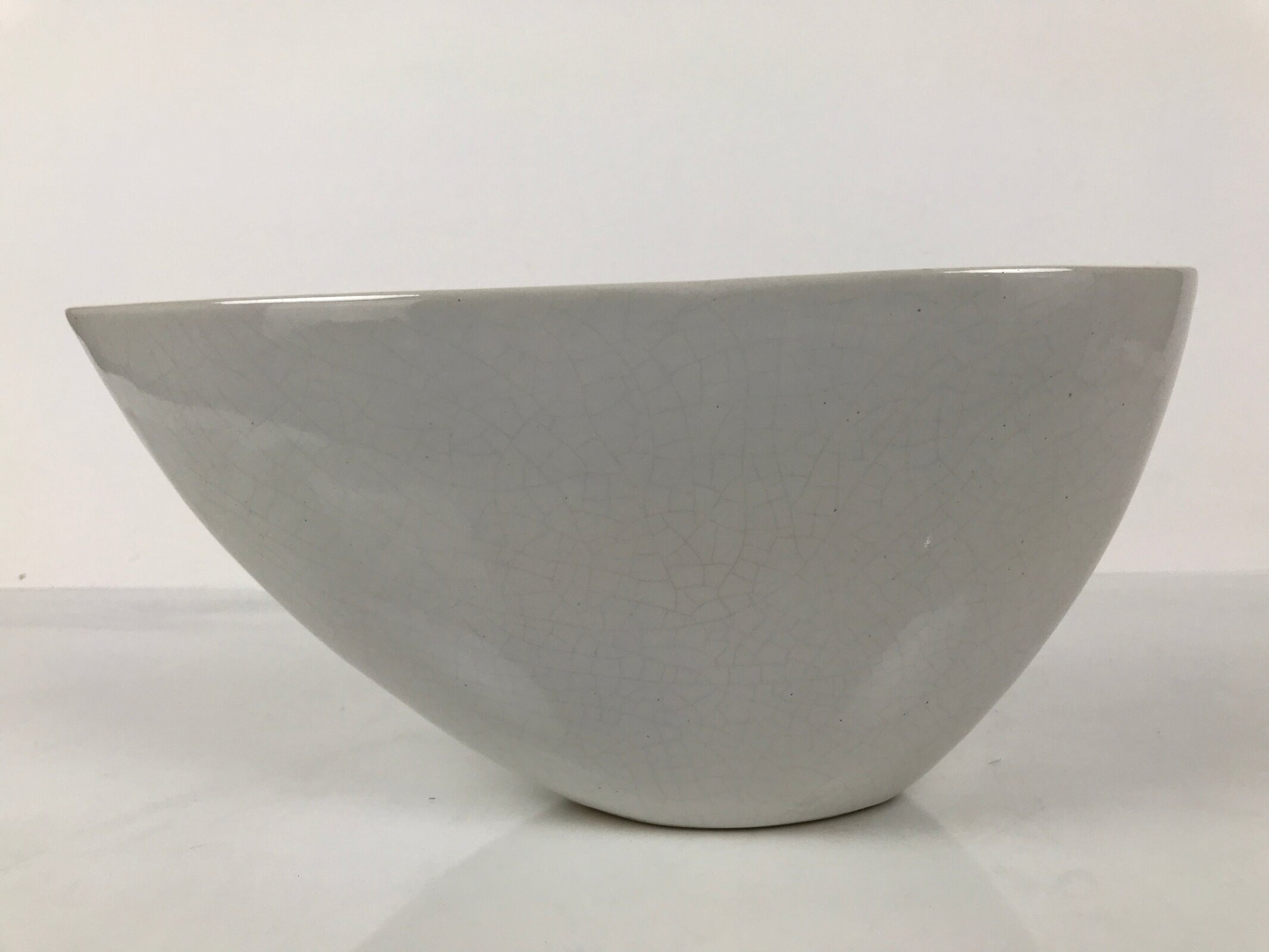 Japanese Ceramic Suiban Flower Vase Pottery Ikebana Accessory Narrow White Y534