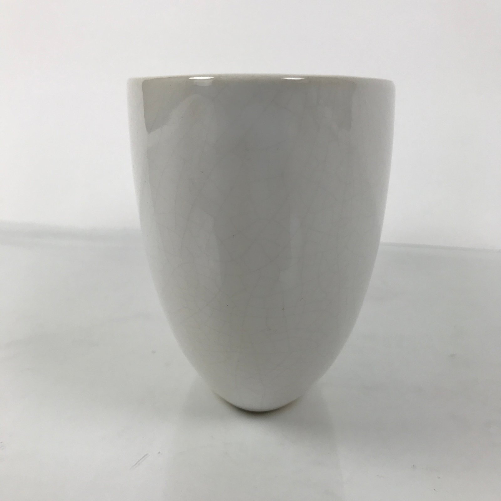 Japanese Ceramic Suiban Flower Vase Pottery Ikebana Accessory Narrow White Y534