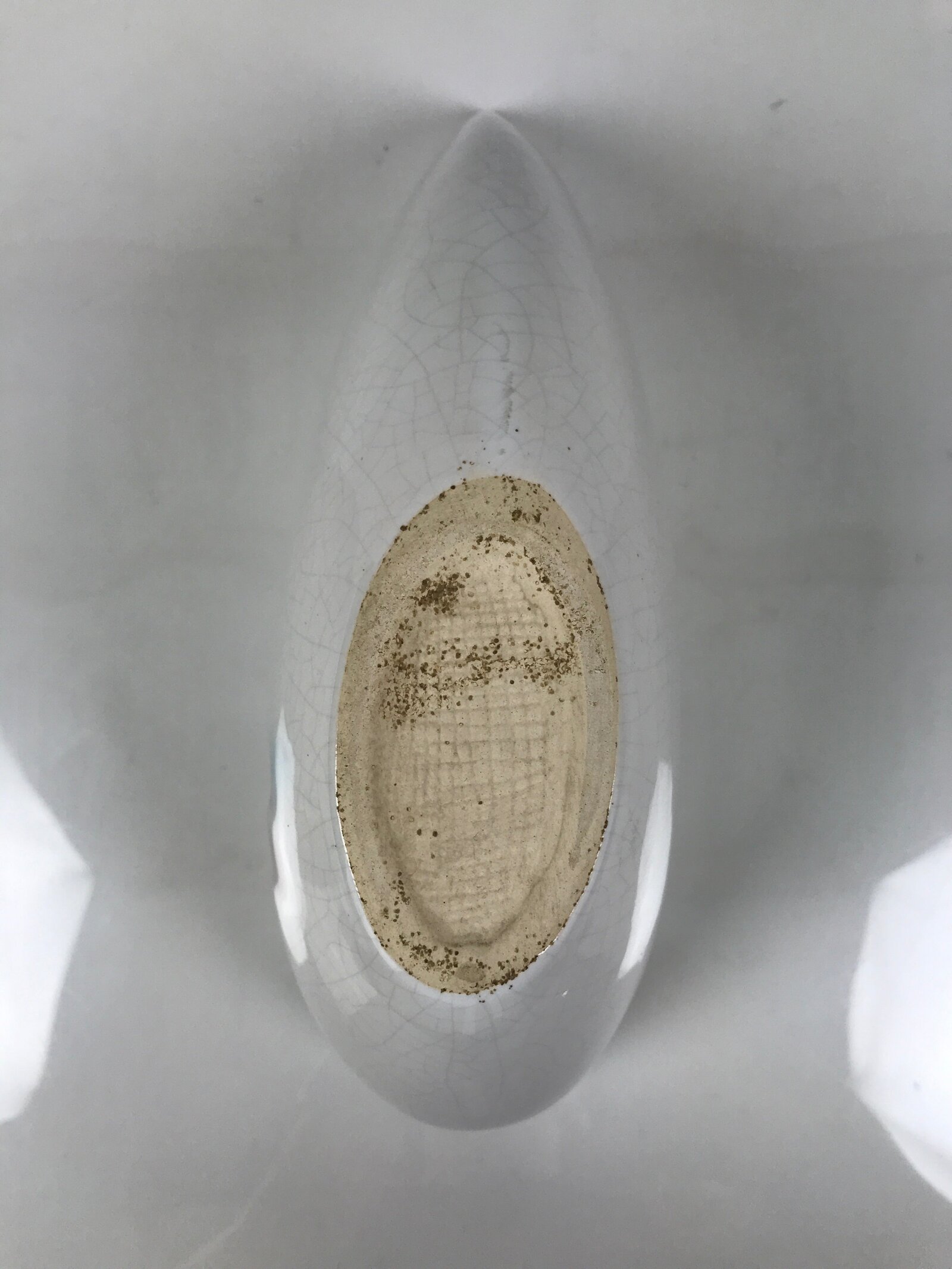 Japanese Ceramic Suiban Flower Vase Pottery Ikebana Accessory Narrow White Y534