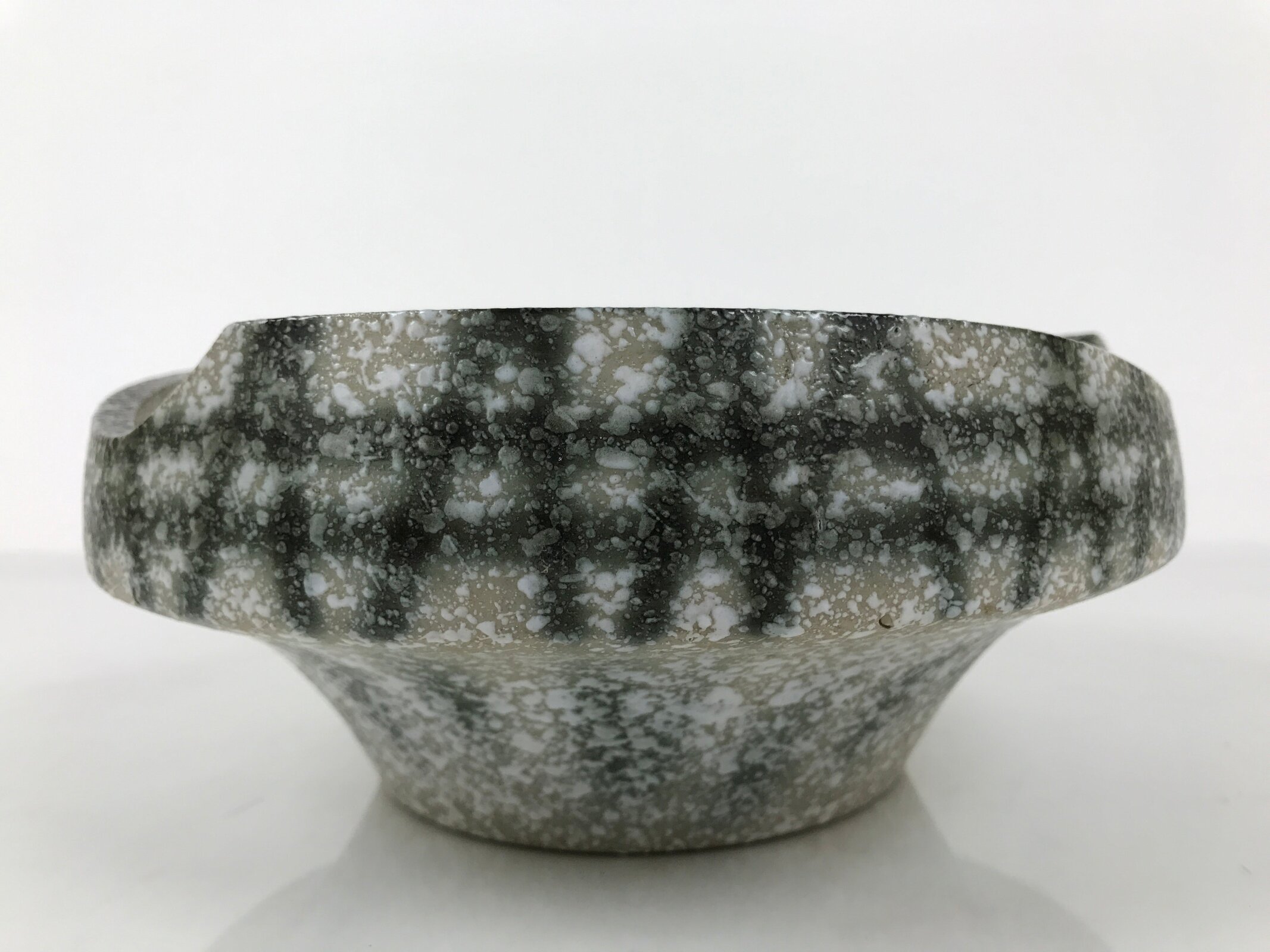 Japanese Ceramic Suiban Flower Vase Pottery Ikebana Arrangement Gray Beige Y527