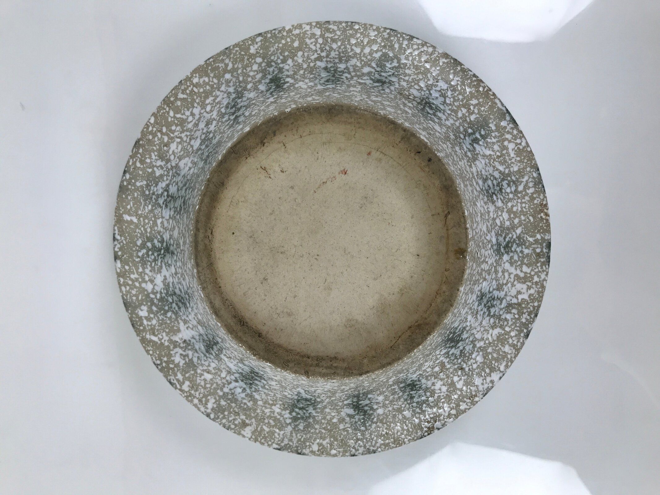 Japanese Ceramic Suiban Flower Vase Pottery Ikebana Arrangement Gray Beige Y527