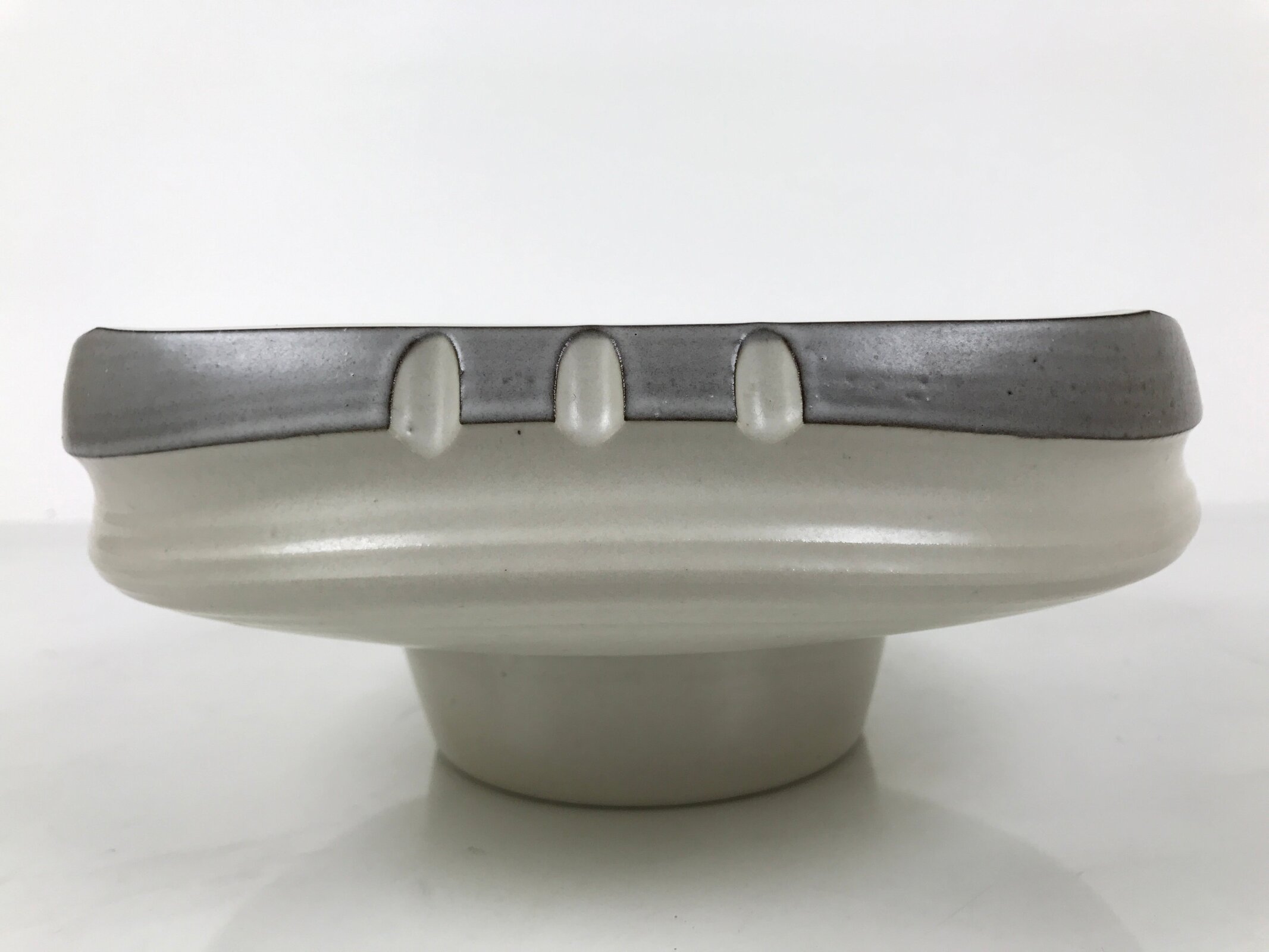 Japanese Ceramic Suiban Flower Vase Pottery Ikebana Arrangement Gray White Y521