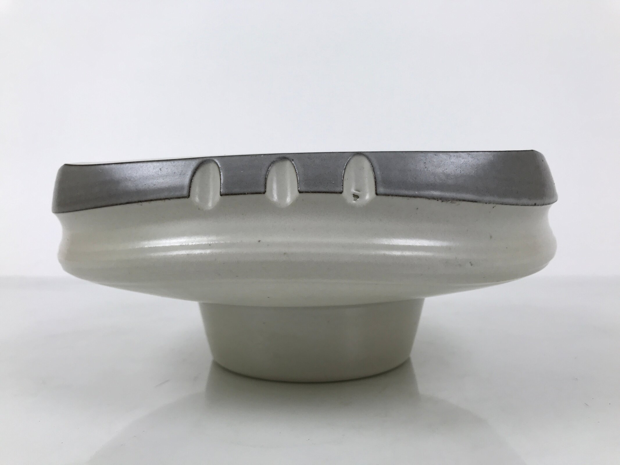 Japanese Ceramic Suiban Flower Vase Pottery Ikebana Arrangement Gray White Y521