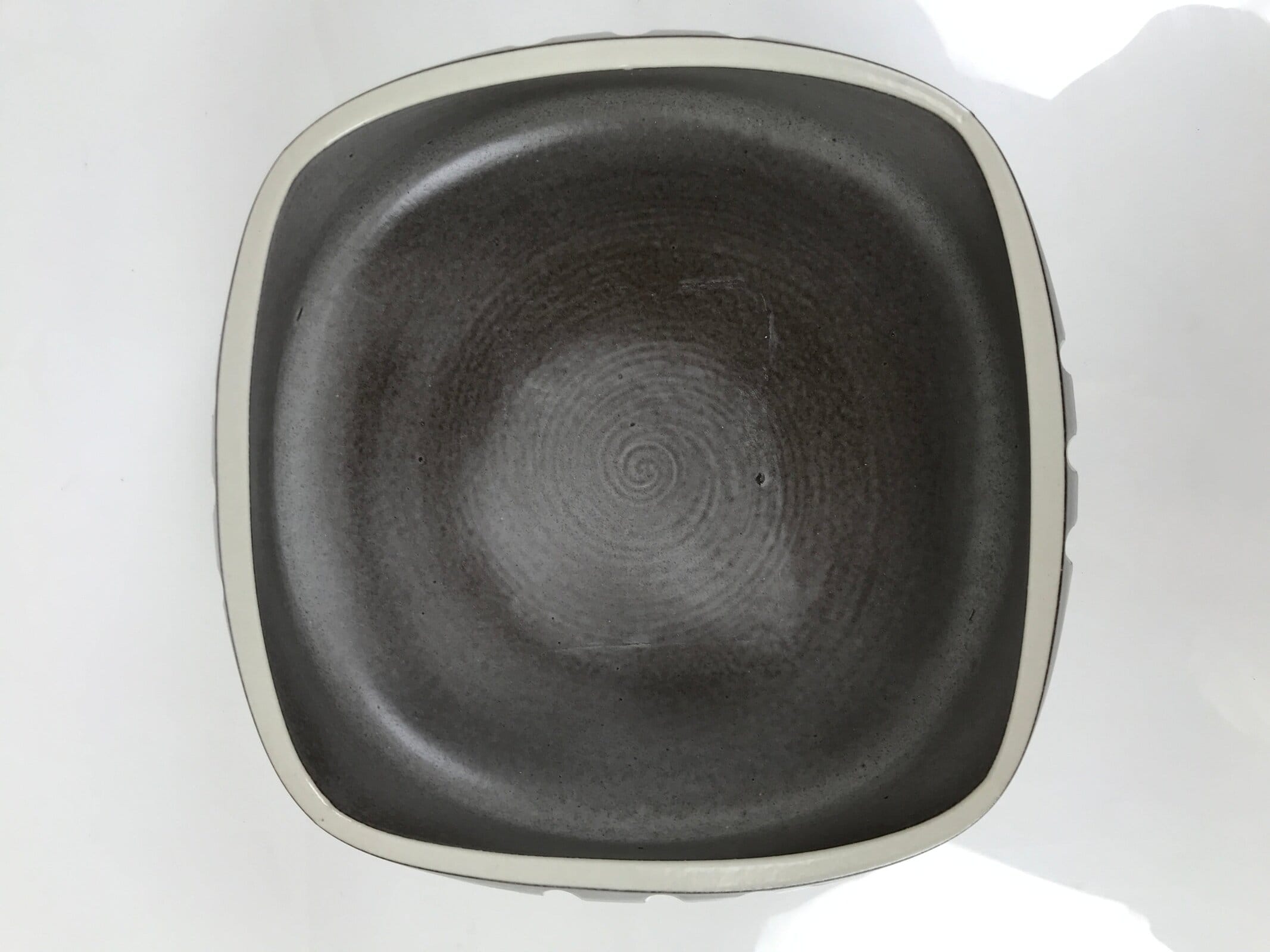 Japanese Ceramic Suiban Flower Vase Pottery Ikebana Arrangement Gray White Y521