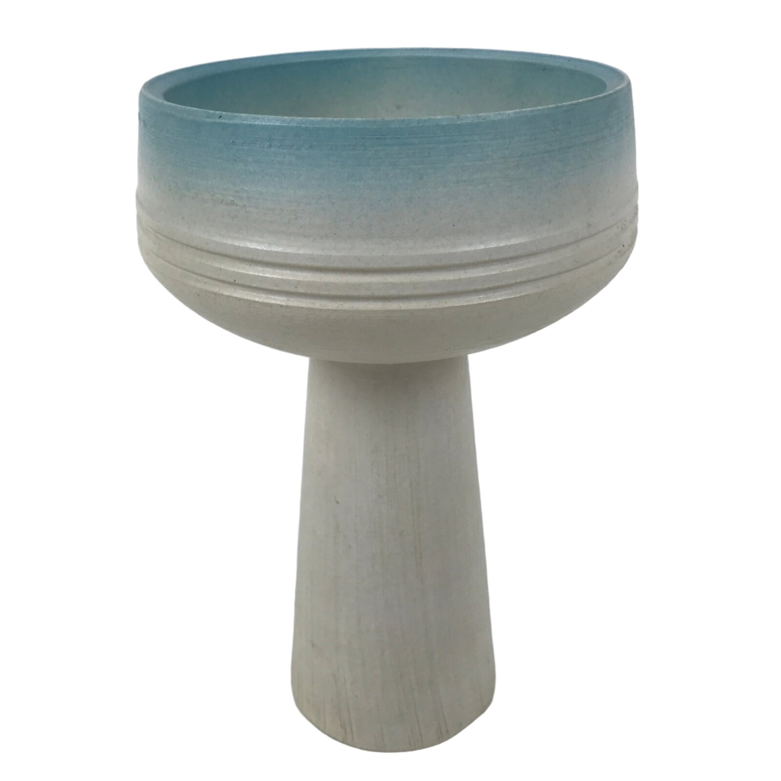 Japanese Ceramic Suiban Flower Vase Pottery Ikebana Arrangement White Blue Y528