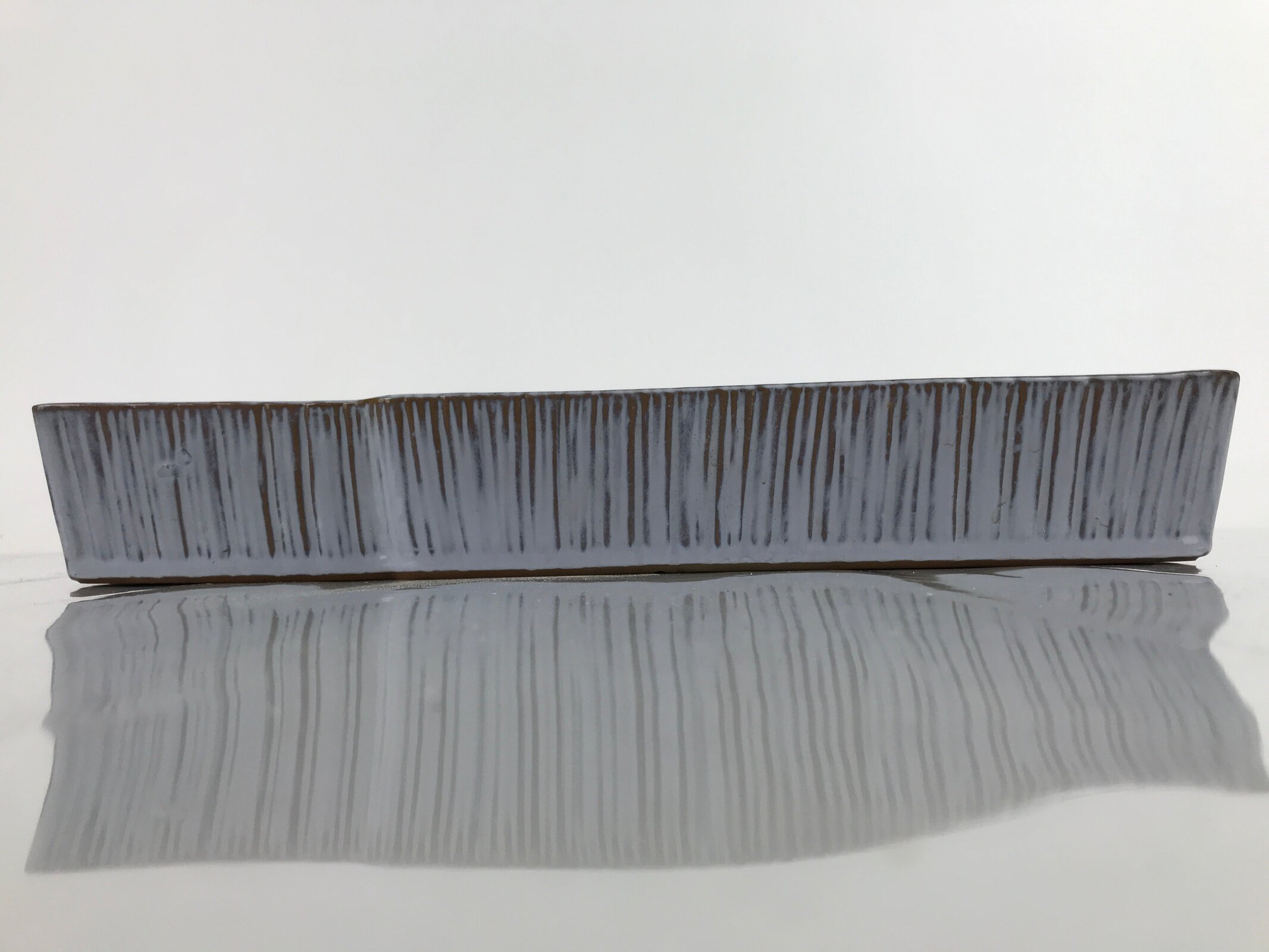 Japanese Ceramic Suiban Flower Vase Vtg Ikebana Arrangement Gray Rectangle PY869