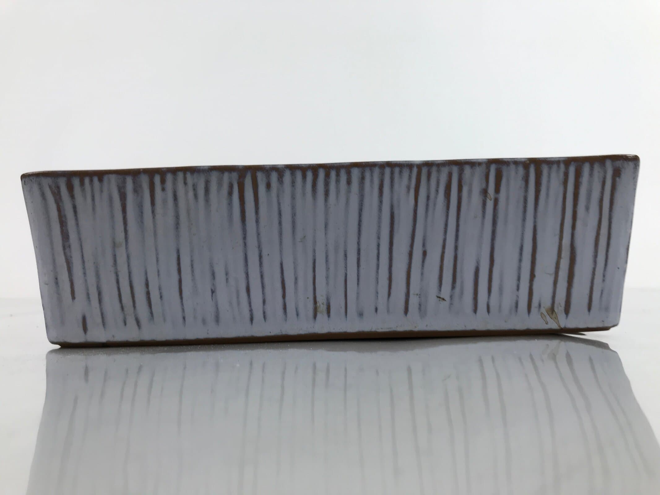 Japanese Ceramic Suiban Flower Vase Vtg Ikebana Arrangement Gray Rectangle PY869