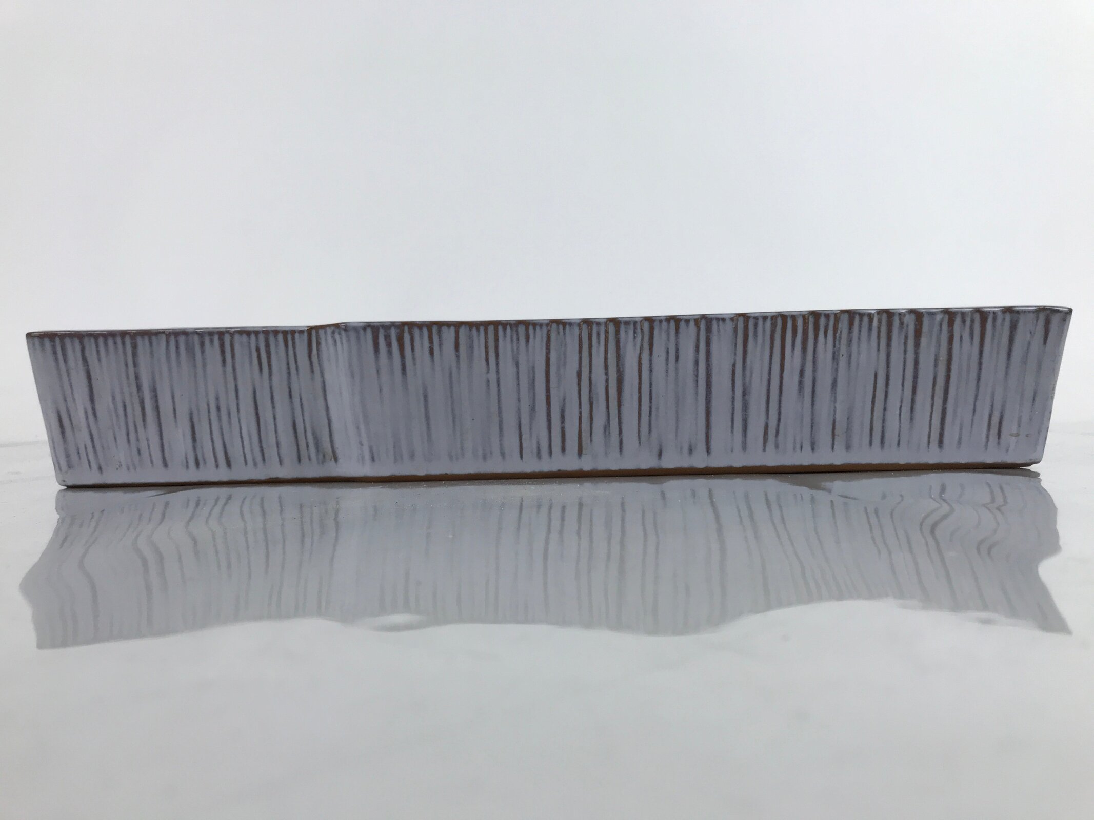 Japanese Ceramic Suiban Flower Vase Vtg Ikebana Arrangement Gray Rectangle PY869