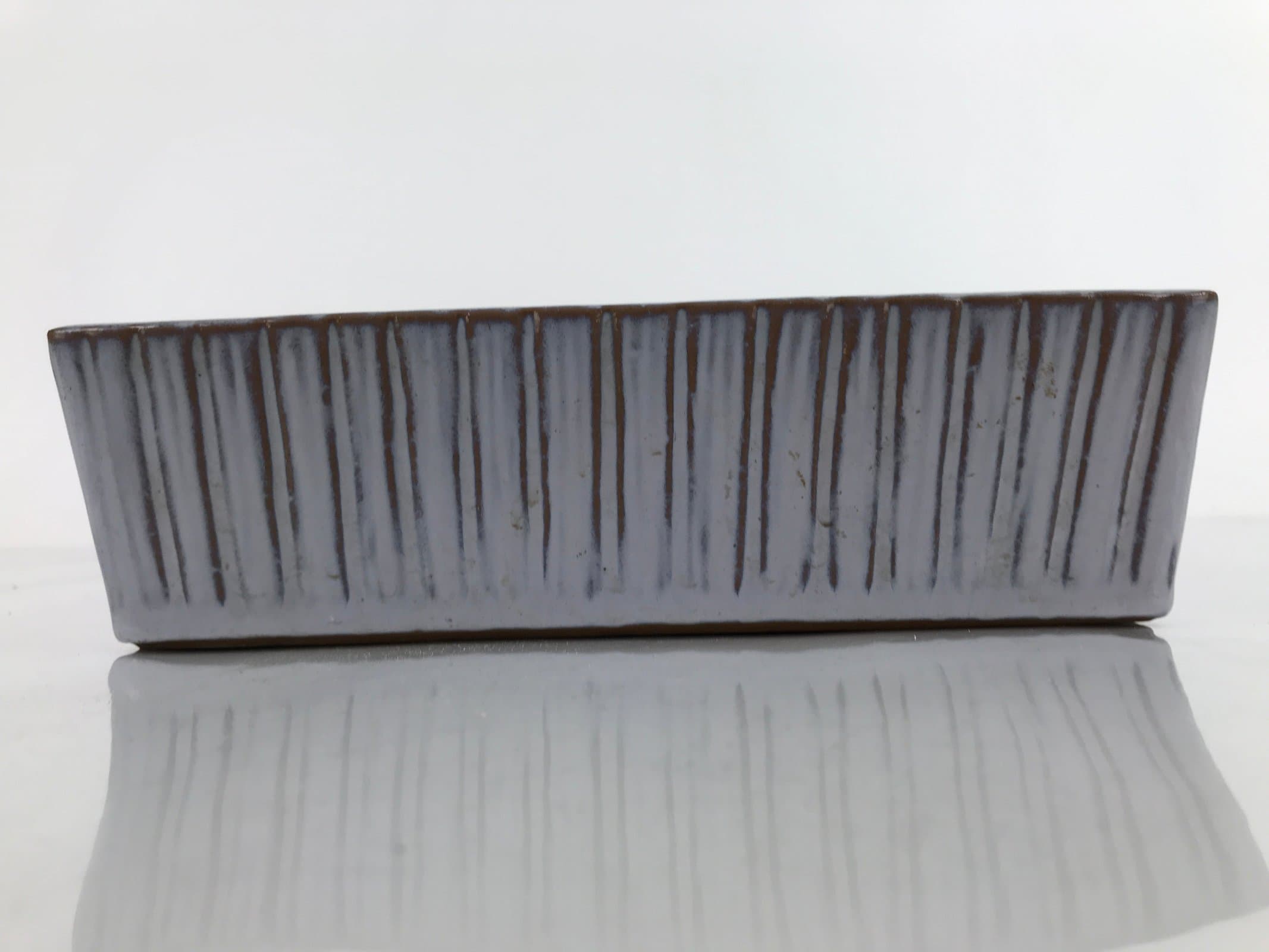 Japanese Ceramic Suiban Flower Vase Vtg Ikebana Arrangement Gray Rectangle PY869