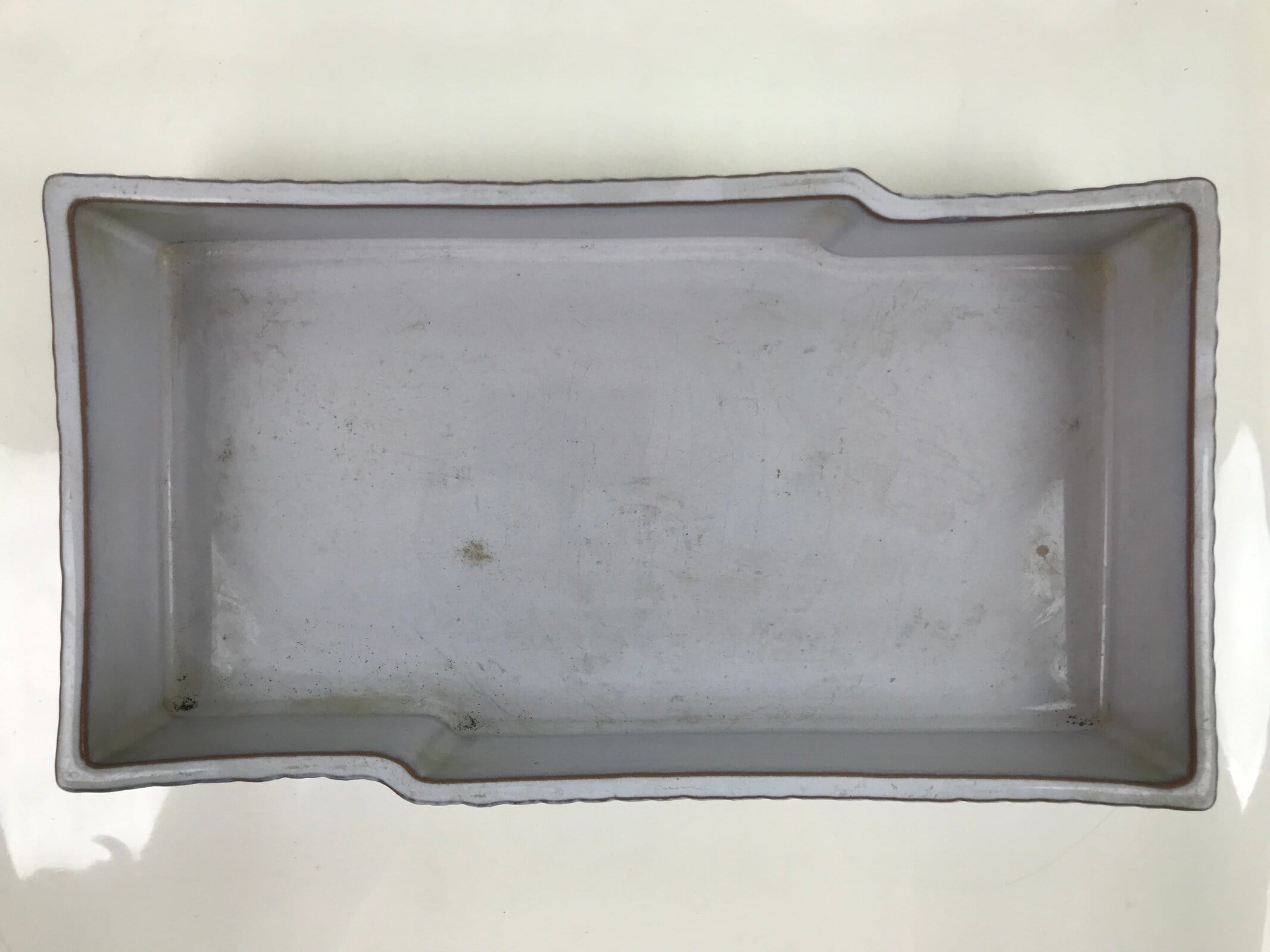 Japanese Ceramic Suiban Flower Vase Vtg Ikebana Arrangement Gray Rectangle PY869