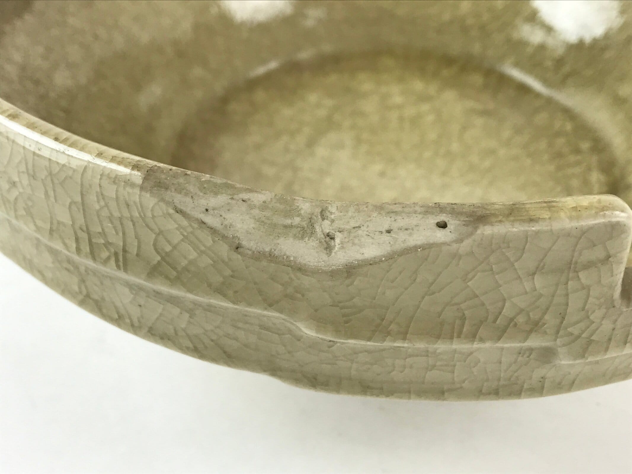 Japanese Ceramic Suiban Flower Vase Vtg Pottery Ikebana Arrangement Beige PY553