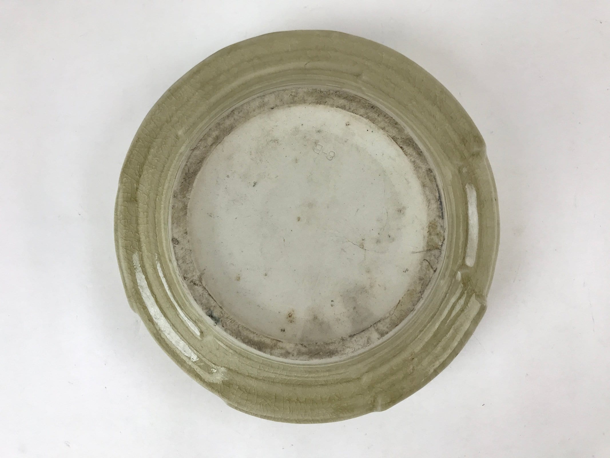 Japanese Ceramic Suiban Flower Vase Vtg Pottery Ikebana Arrangement Beige PY553