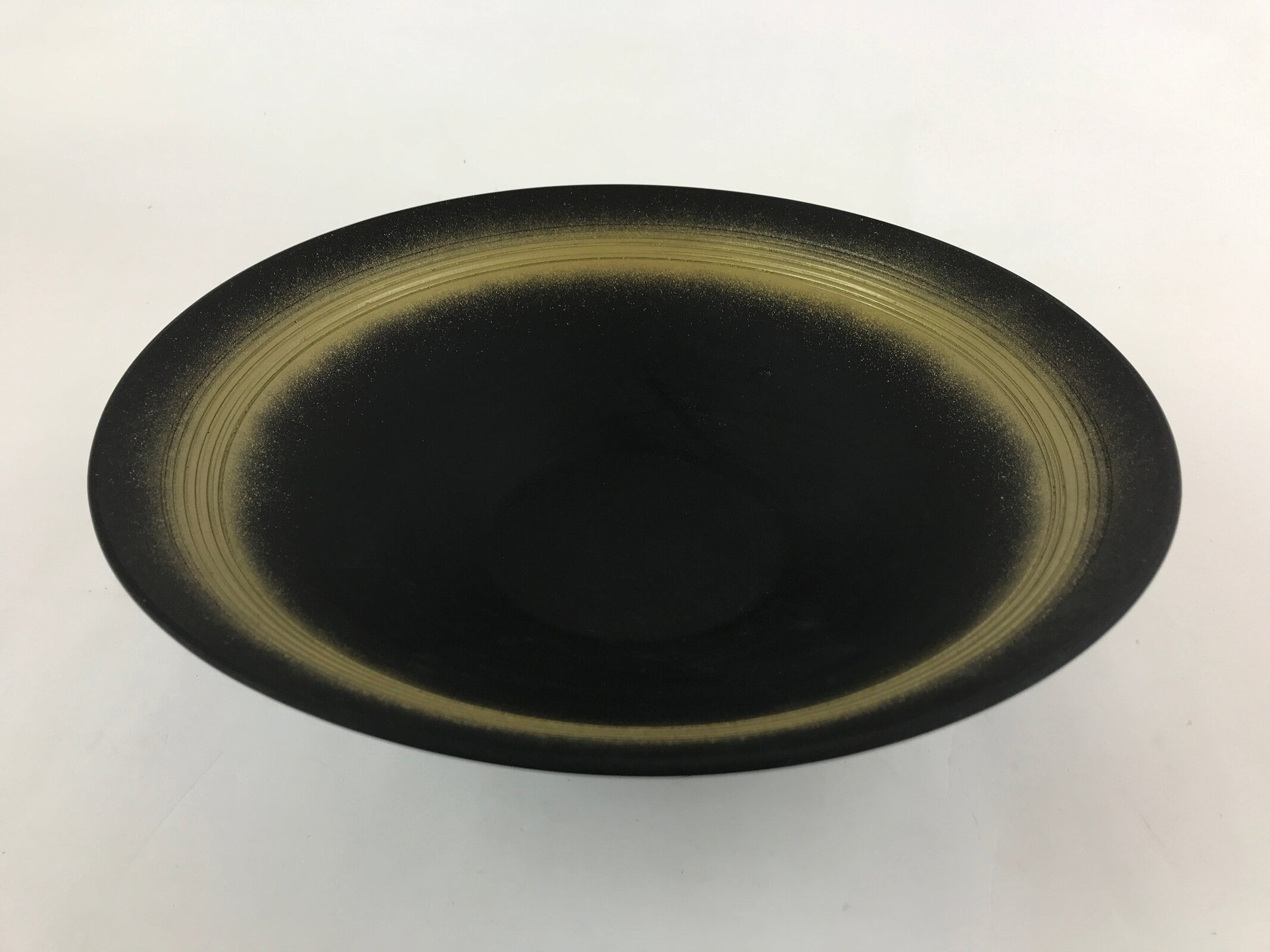 Japanese Ceramic Suiban Flower Vase Vtg Pottery Ikebana Arrangement Black PY560