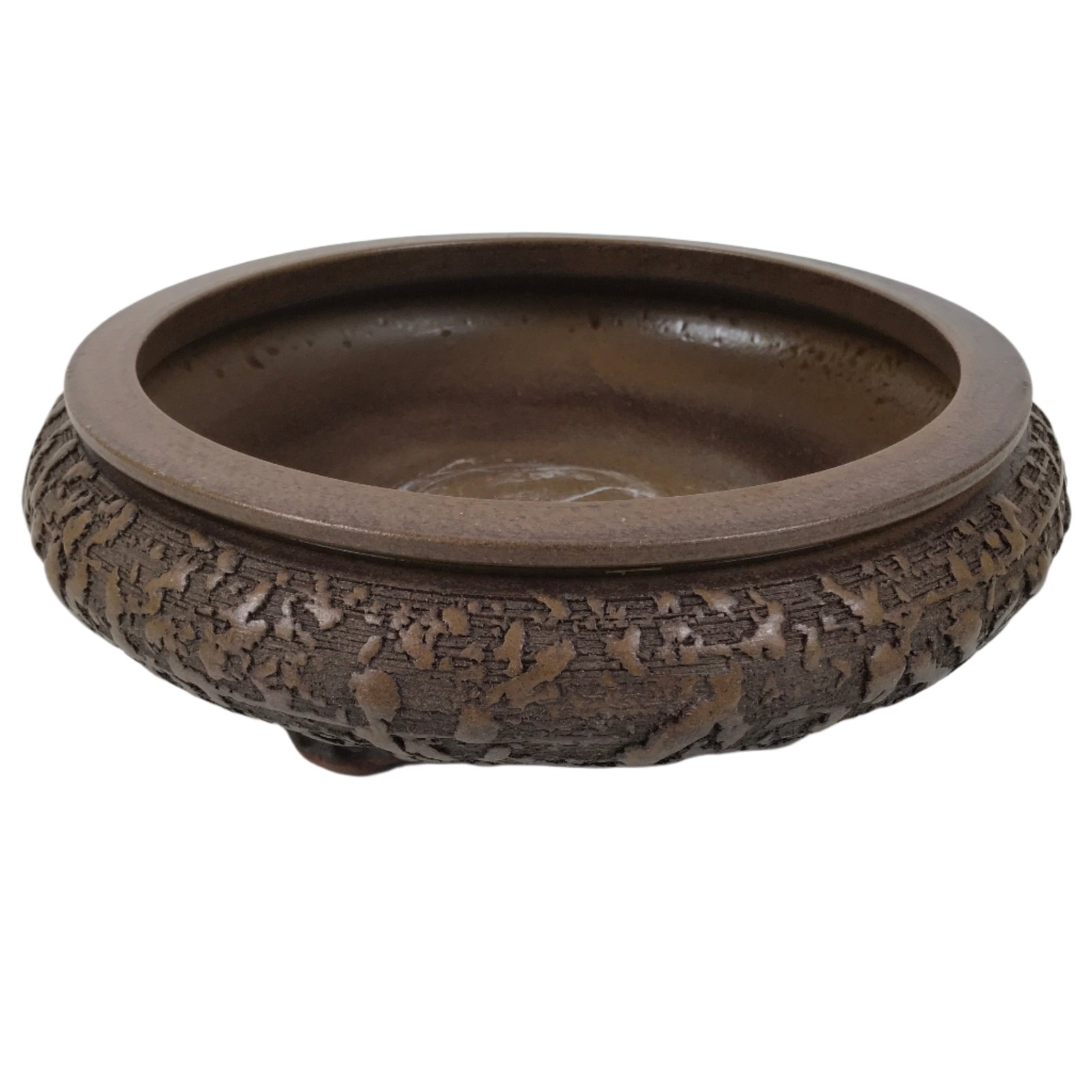 Japanese Ceramic Suiban Flower Vase Vtg Pottery Ikebana Arrangement Brown Y333