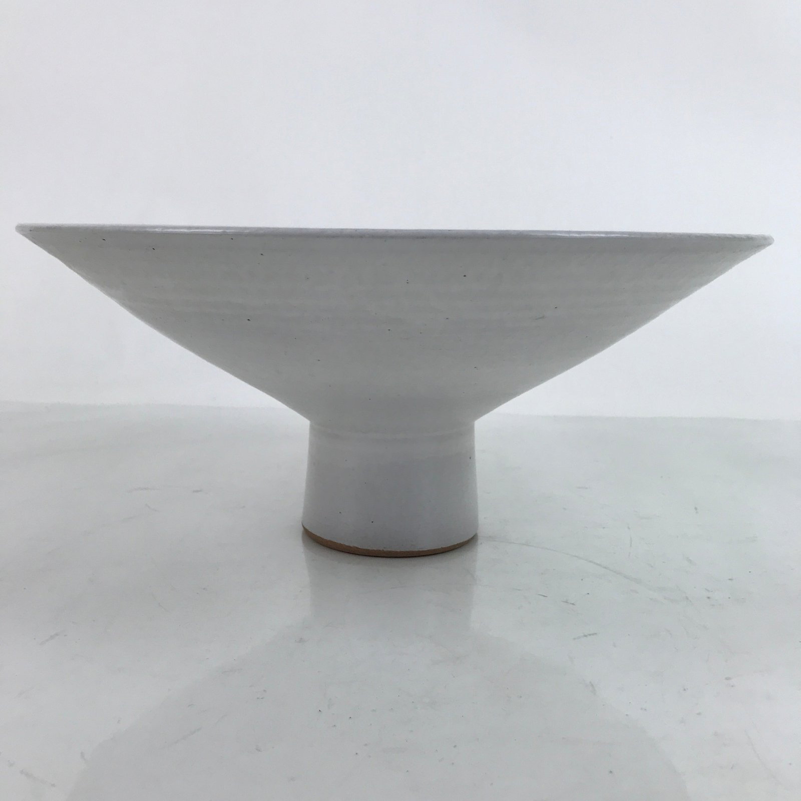 Japanese Ceramic Suiban Flower Vase Vtg Pottery Ikebana Arrangement White Y70