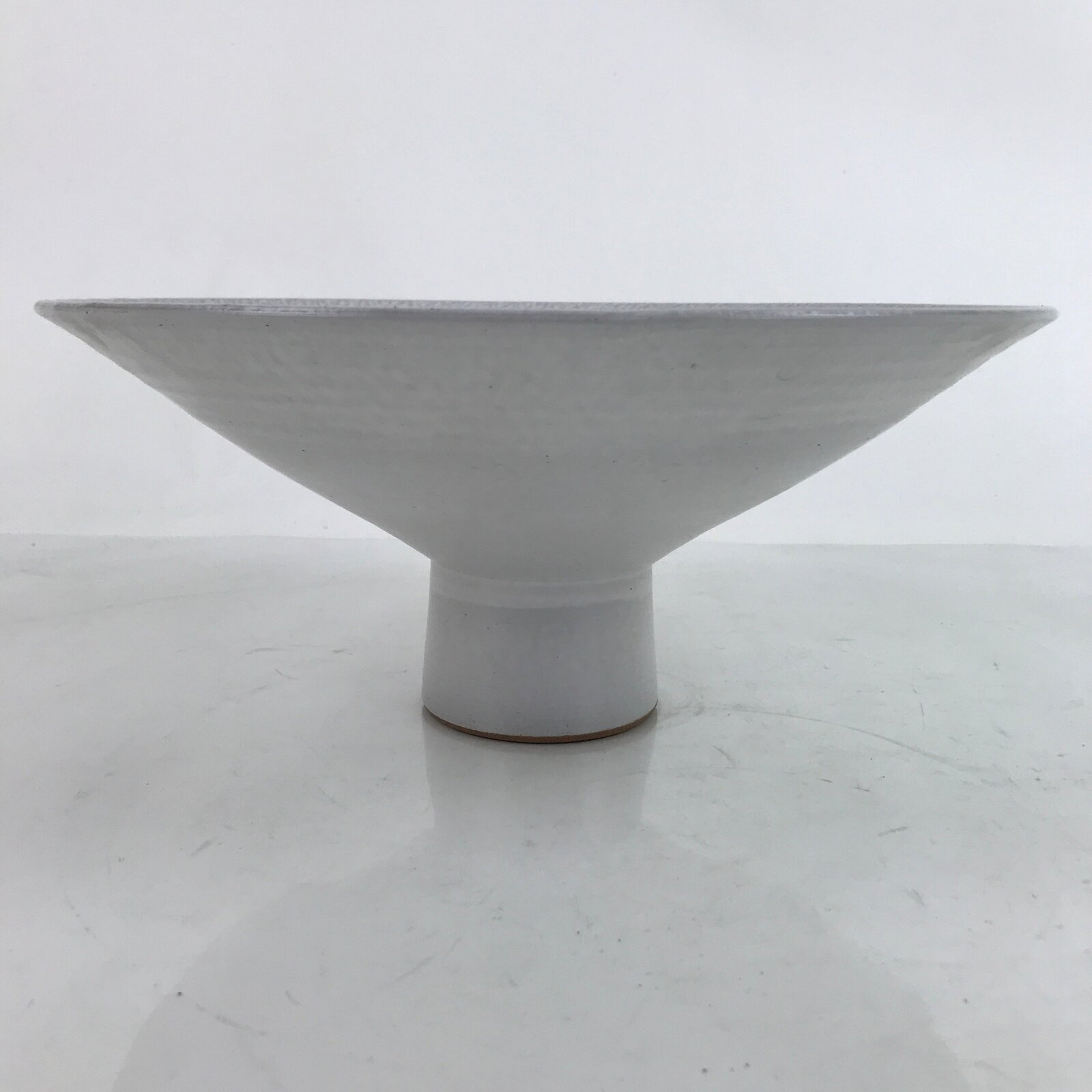 Japanese Ceramic Suiban Flower Vase Vtg Pottery Ikebana Arrangement White Y70