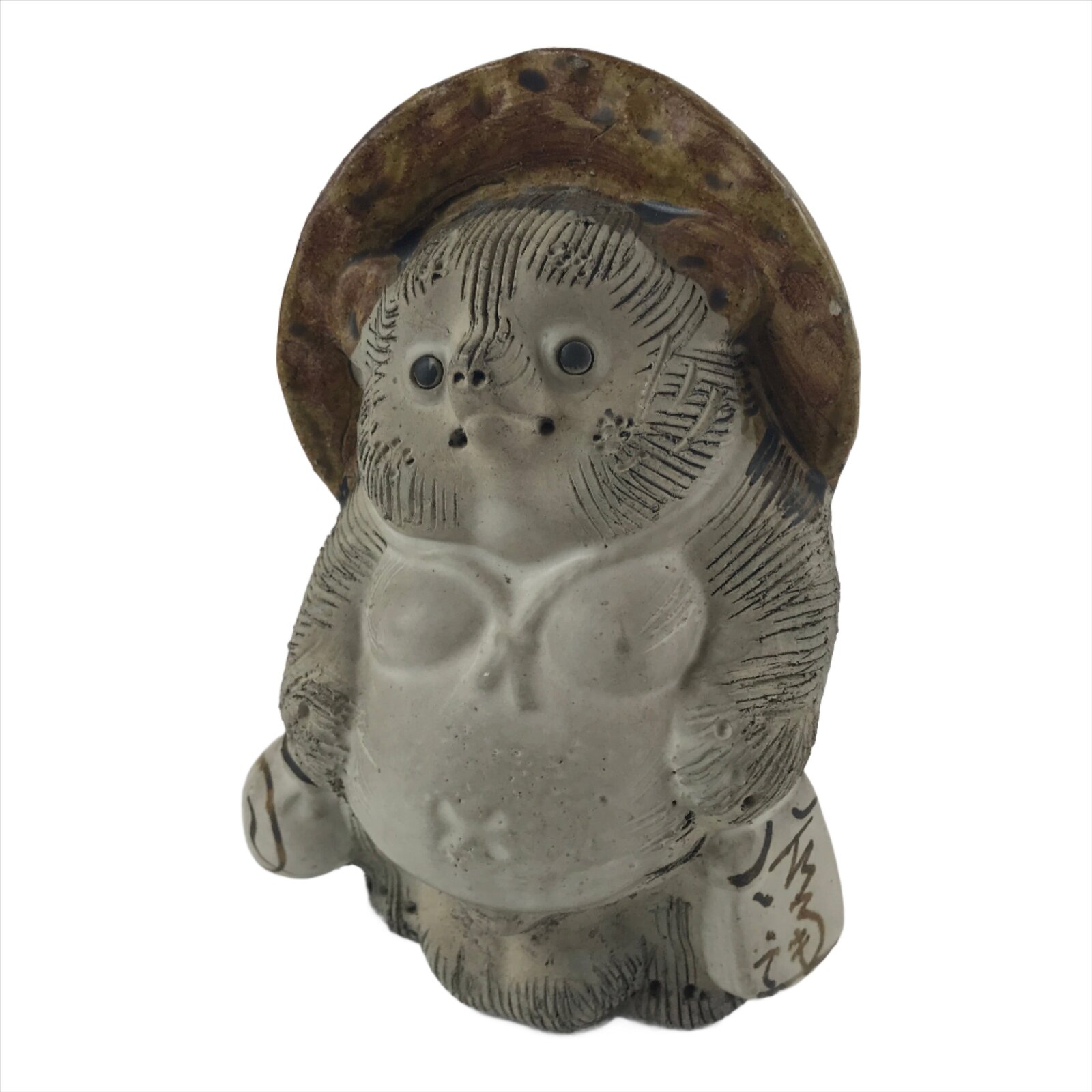 Japanese Ceramic Tanuki Raccoon Dog Statue Vtg Pottery Good Luck Okimono BD979