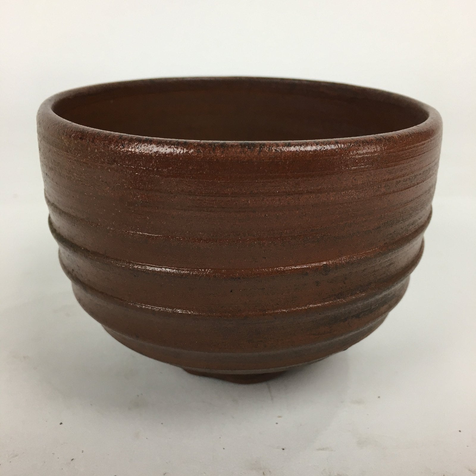 Japanese Ceramic Tea Ceremony Bowl Vtg Brown Stripes Matcha Matcha Chawan GTB77