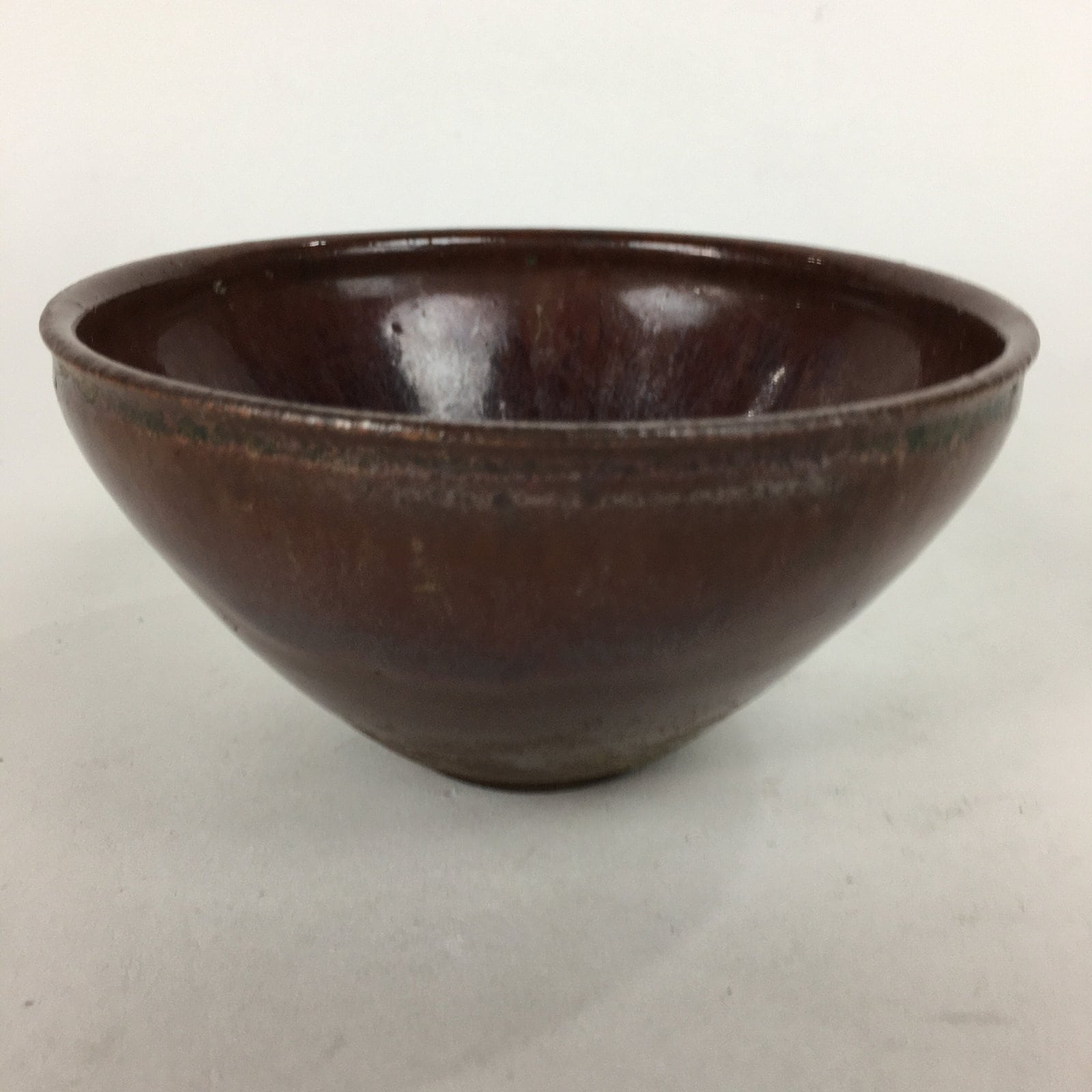 Japanese Ceramic Tea Ceremony Bowl Vtg Chestnut Brown Chawan Pottery GTB754
