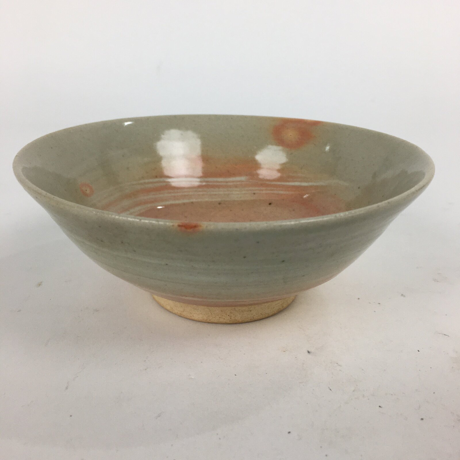 Japanese Ceramic Tea Ceremony Green Tea Bowl Vtg Chawan Beige Pink GTB854