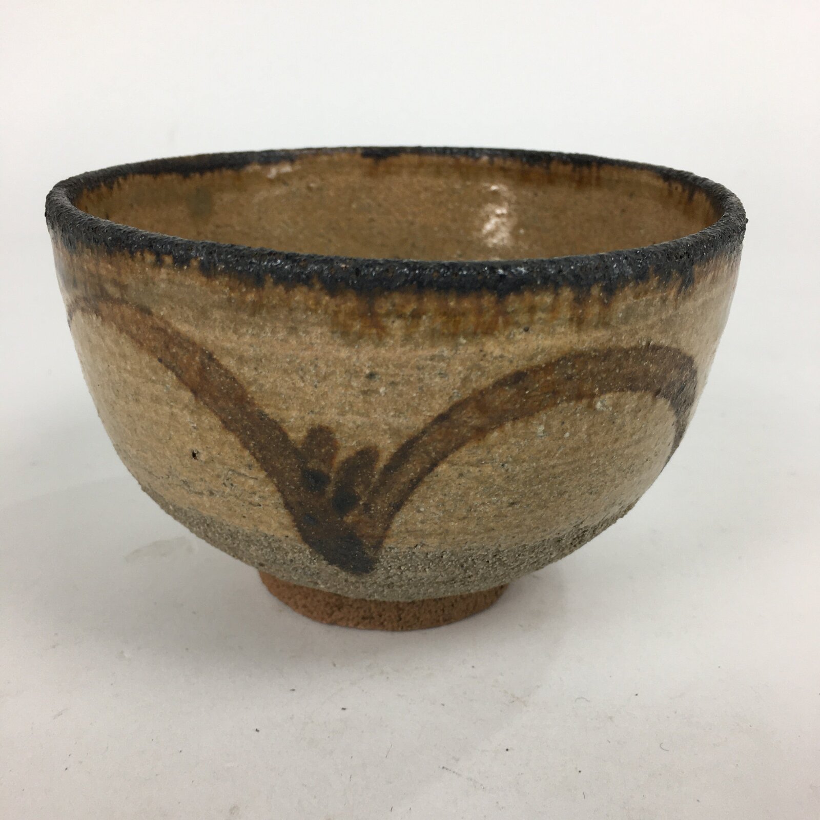 Japanese Ceramic Tea Ceremony Green Tea Bowl Vtg Chawan Brown GTB851