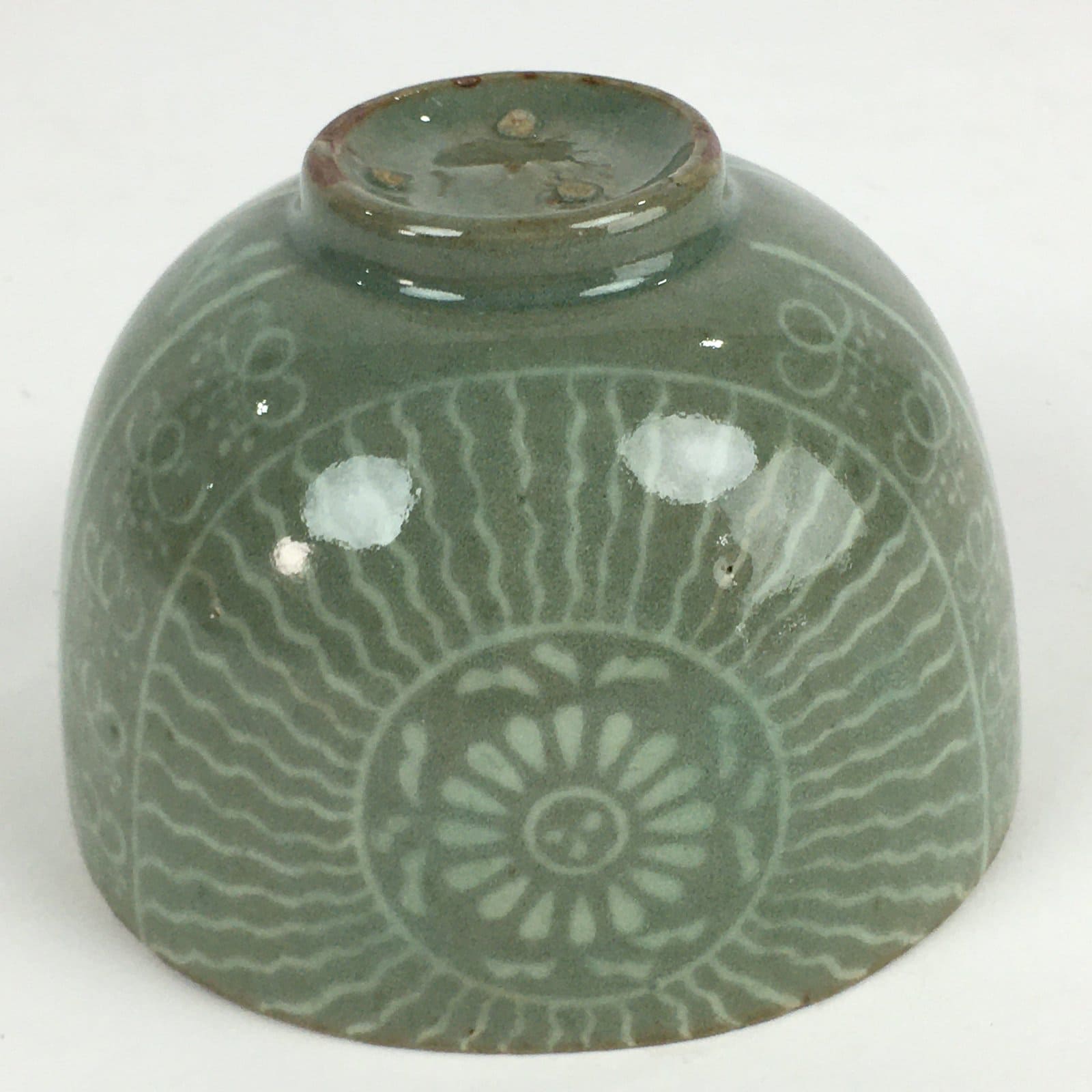 Japanese Ceramic Tea Ceremony Green Tea Bowl Vtg Chawan Flower GTB917