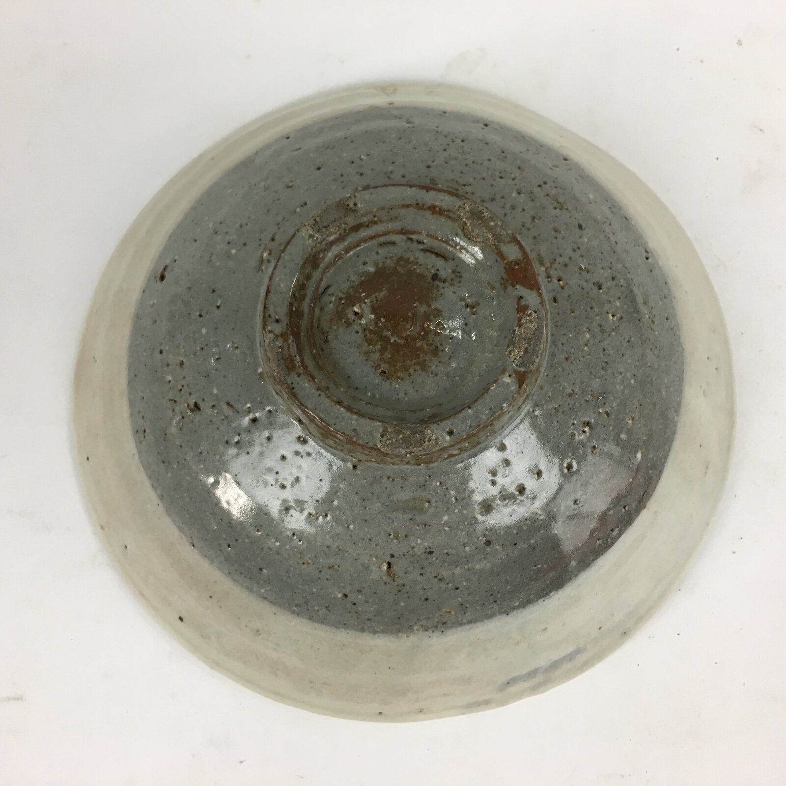 Japanese Ceramic Tea Ceremony Green Tea Bowl Vtg Chawan Gray White PP856