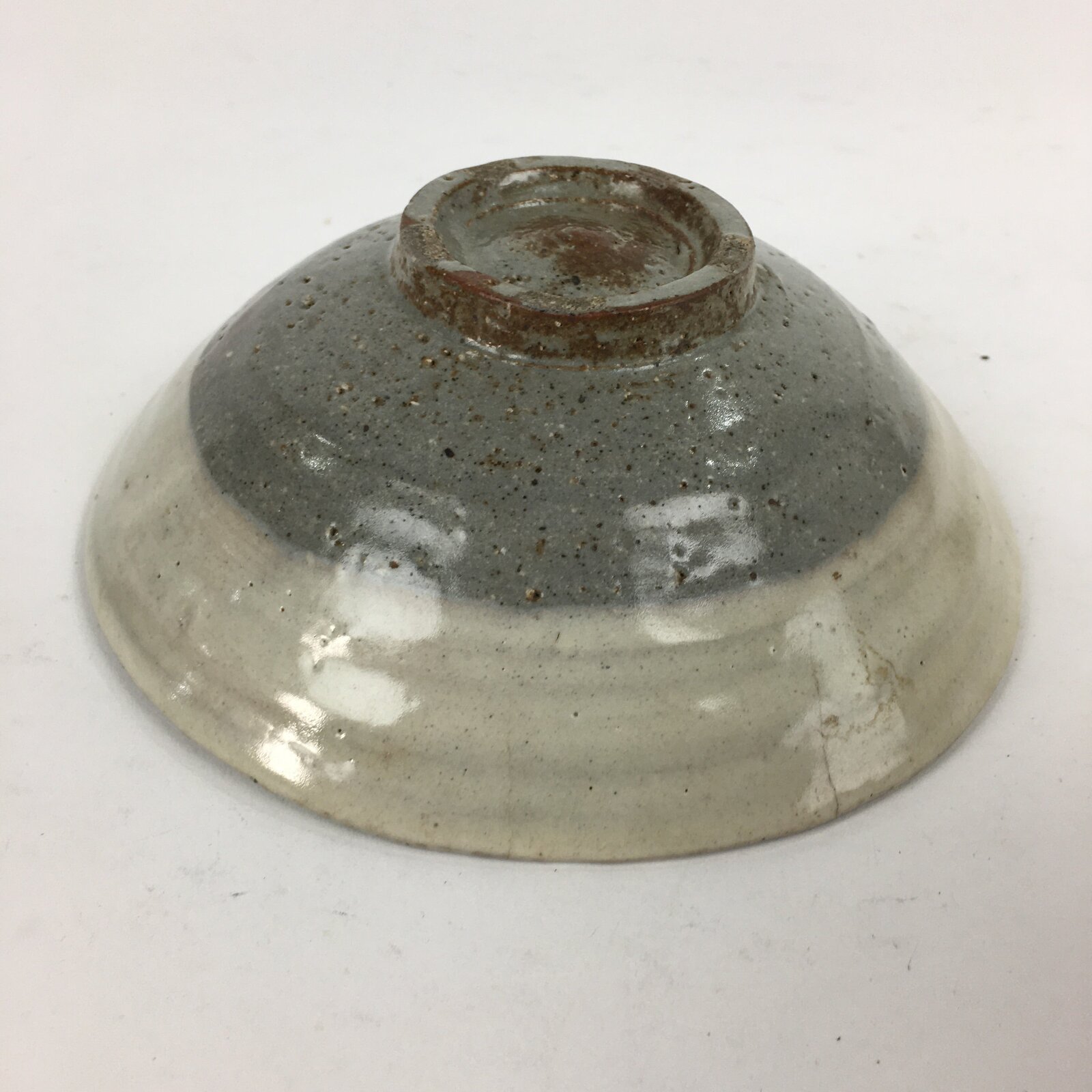 Japanese Ceramic Tea Ceremony Green Tea Bowl Vtg Chawan Gray White PP856