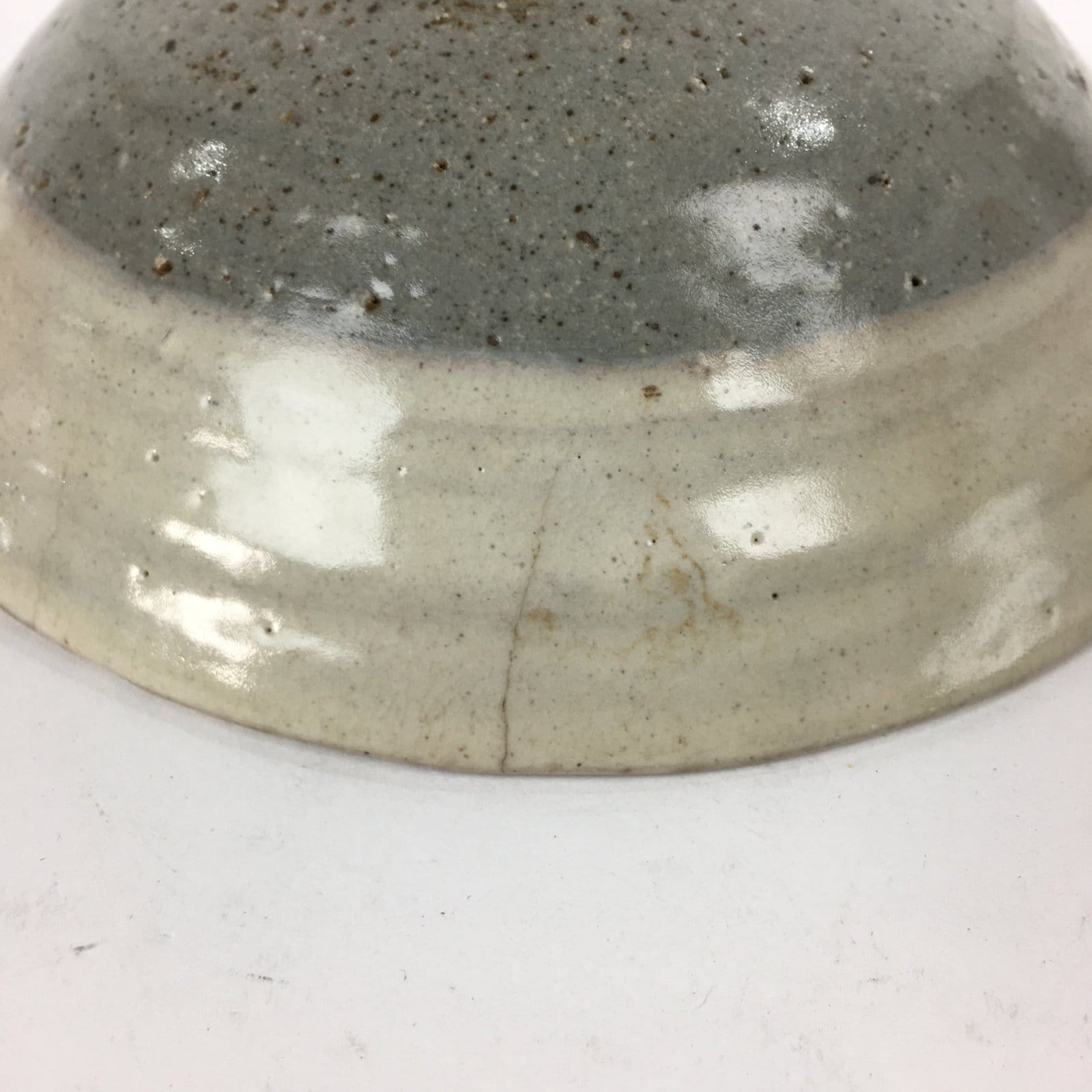 Japanese Ceramic Tea Ceremony Green Tea Bowl Vtg Chawan Gray White PP856