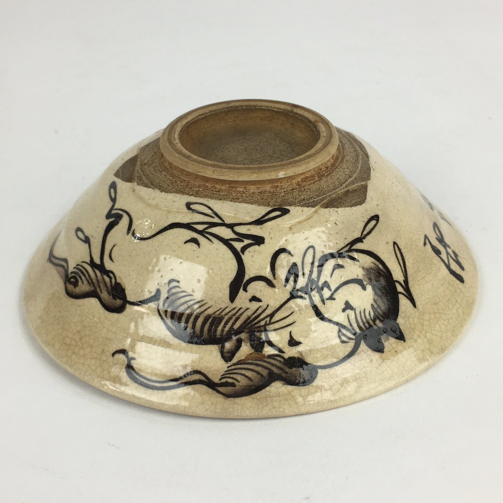 Japanese Ceramic Tea Ceremony Green Tea Bowl Vtg Chawan Horse GTB922