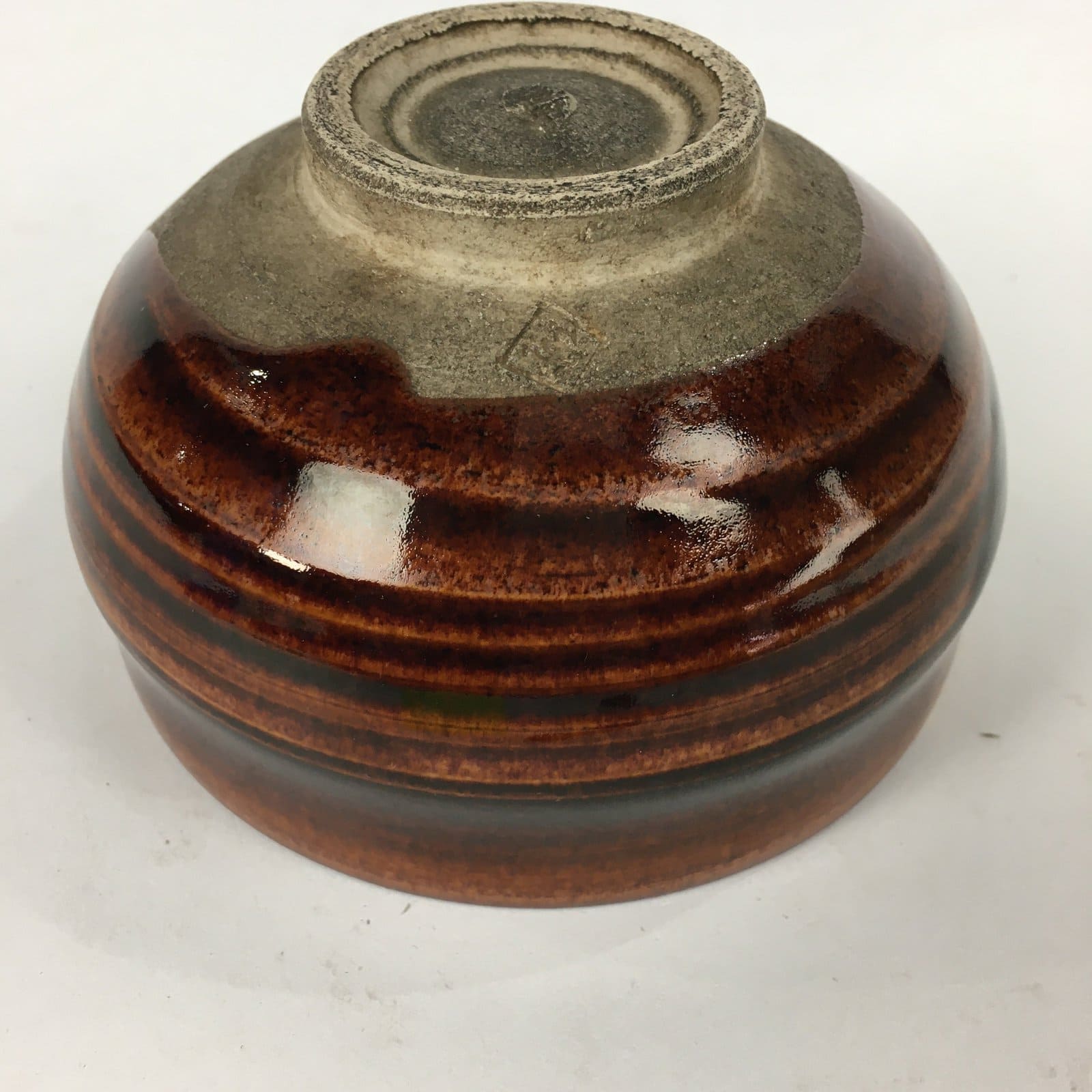 Japanese Ceramic Tea Ceremony Green Tea Bowl Vtg White Brown Chawan GTB838