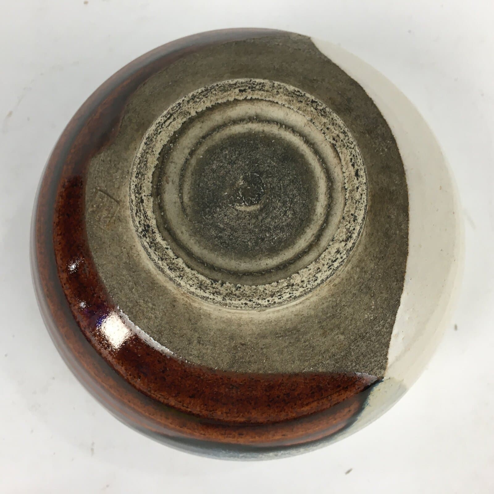 Japanese Ceramic Tea Ceremony Green Tea Bowl Vtg White Brown Chawan GTB838