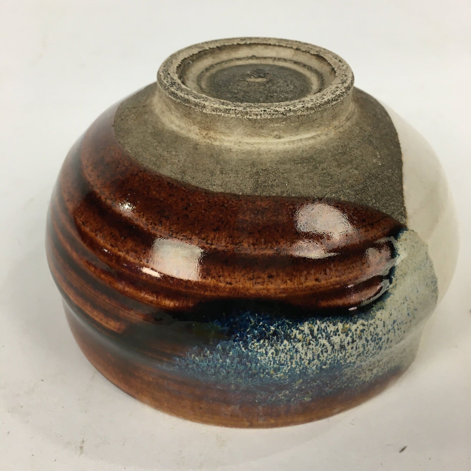 Japanese Ceramic Tea Ceremony Green Tea Bowl Vtg White Brown Chawan GTB838