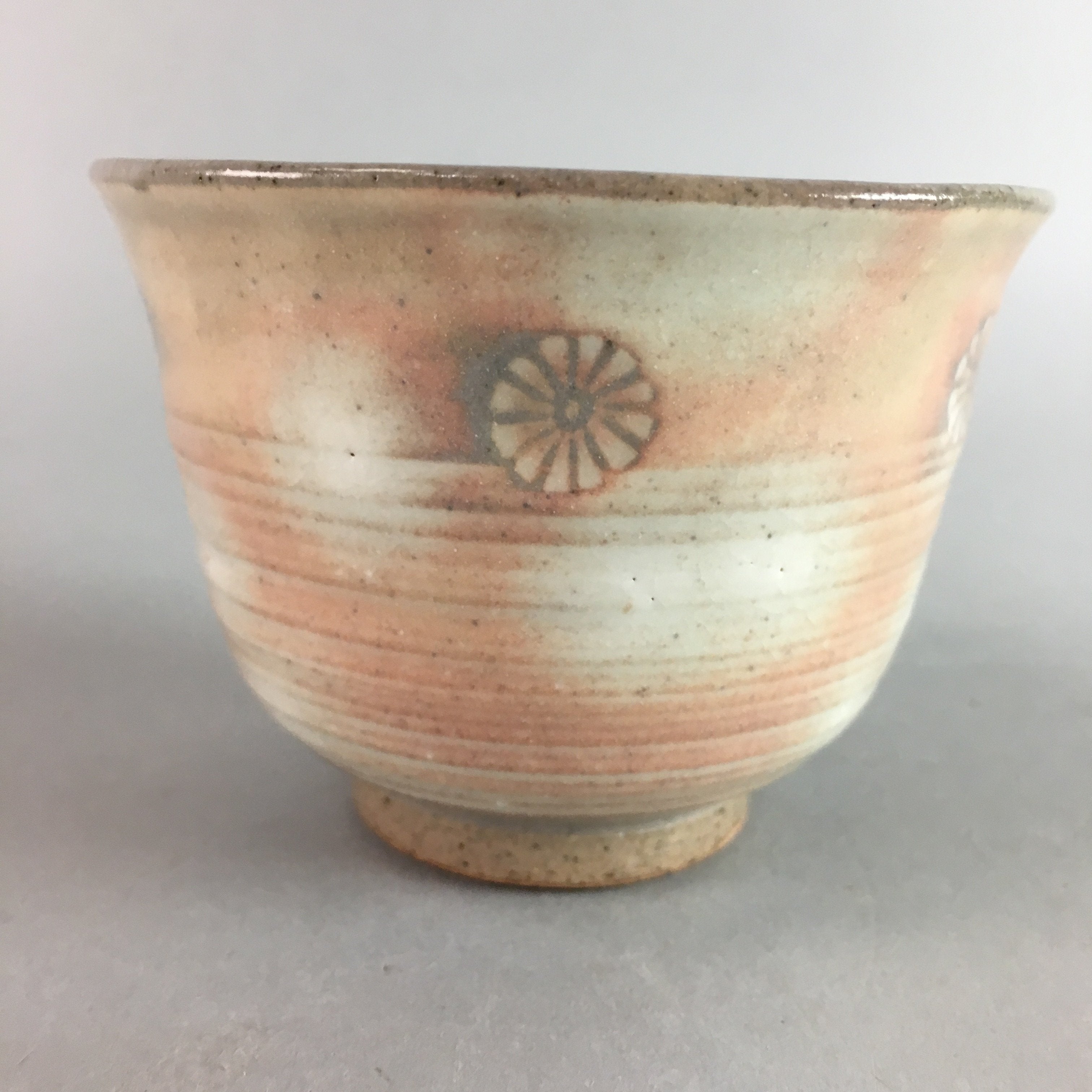 Japanese Ceramic Teacup Vtg Kohiki Pottery White Clay Pink Yunomi Sencha PT614